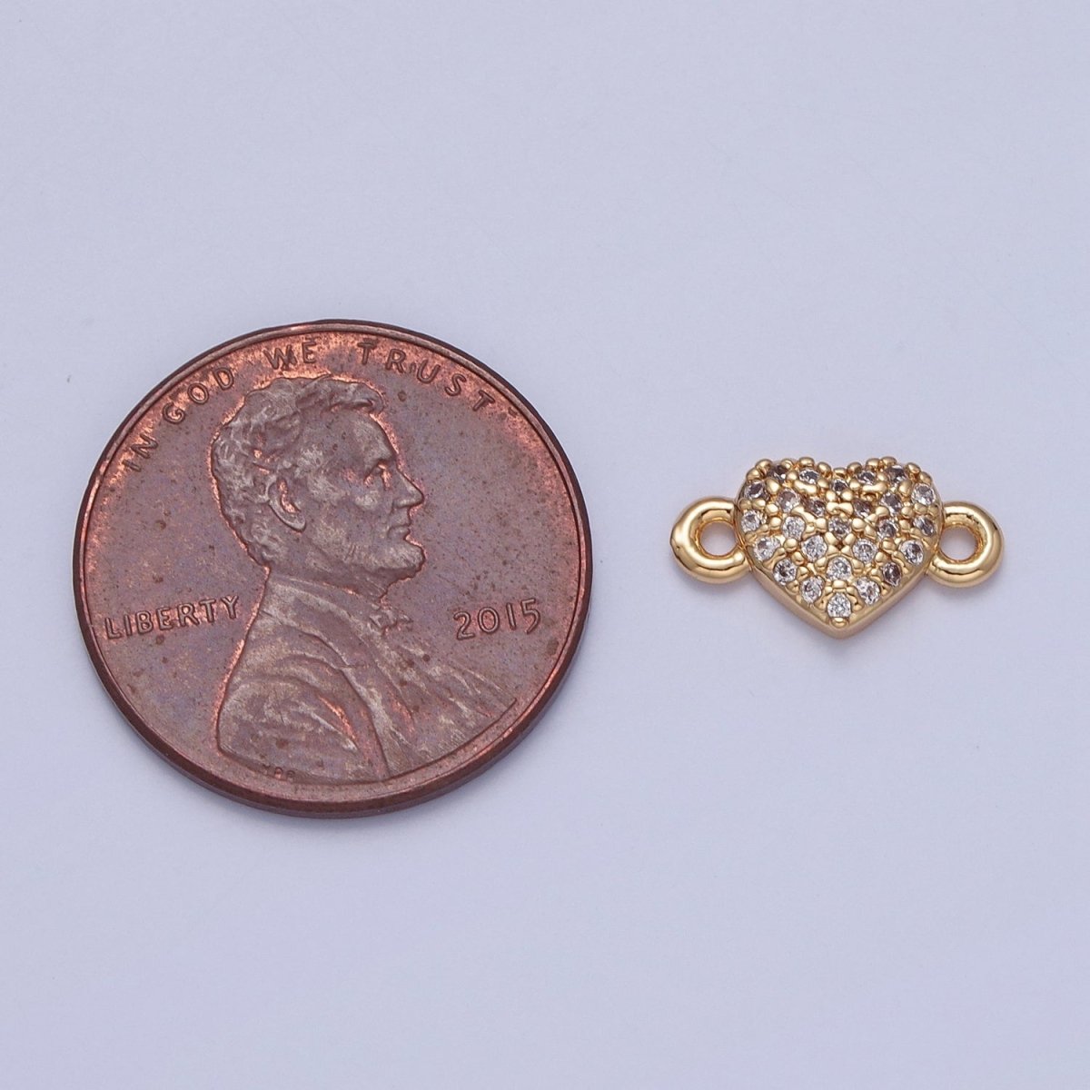 Mini Heart Charms for Necklace Earring Making Supplies 24K Gold Filled Micro Pave Love Charm Connector G-930 - DLUXCA