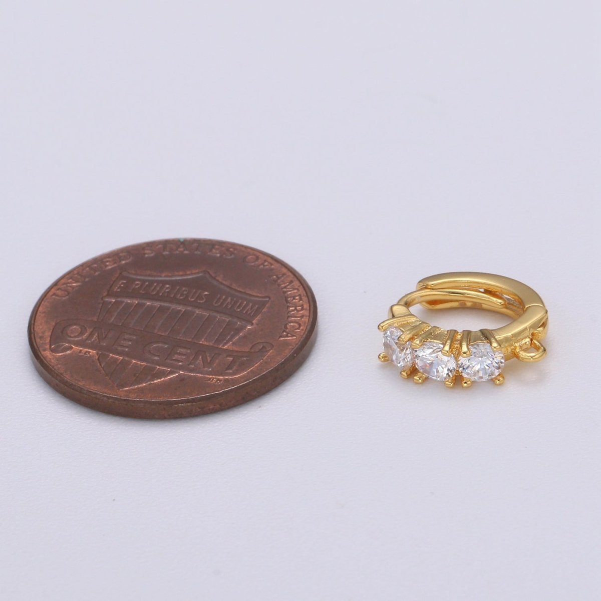 Mini Huggie Earring 24K Gold Filled Cz Micro Pave Hoops with open link for Jewelry Making Supply L-233