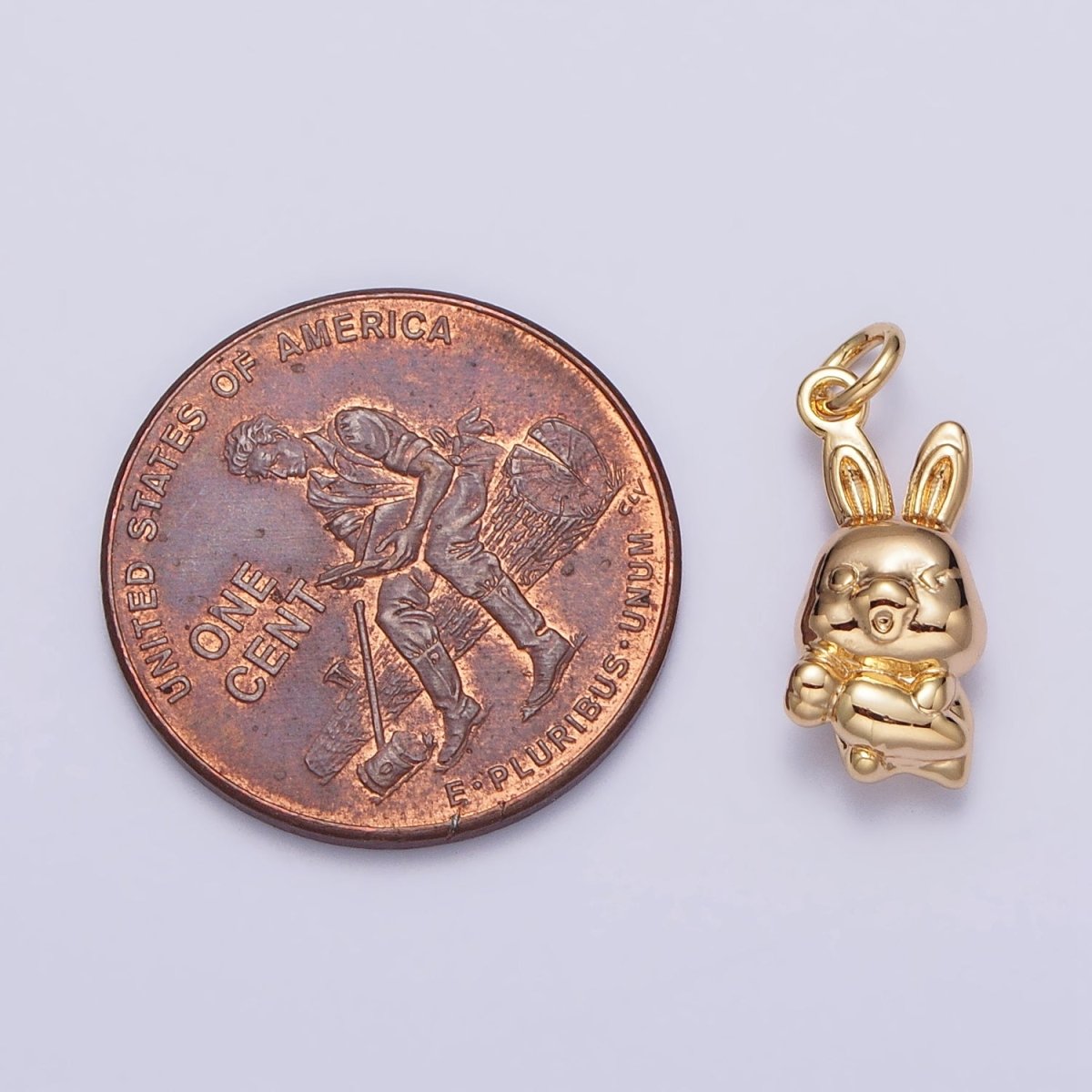 Mini Little Rabbit Bunny Carrot Add-On Charm in Gold & Silver | AC286 AC287