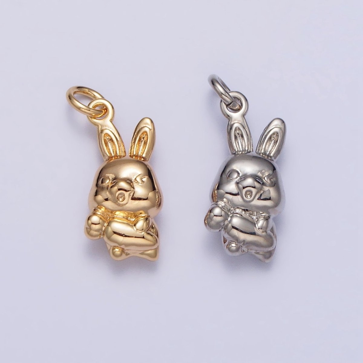 Mini Little Rabbit Bunny Carrot Add-On Charm in Gold & Silver | AC286 AC287