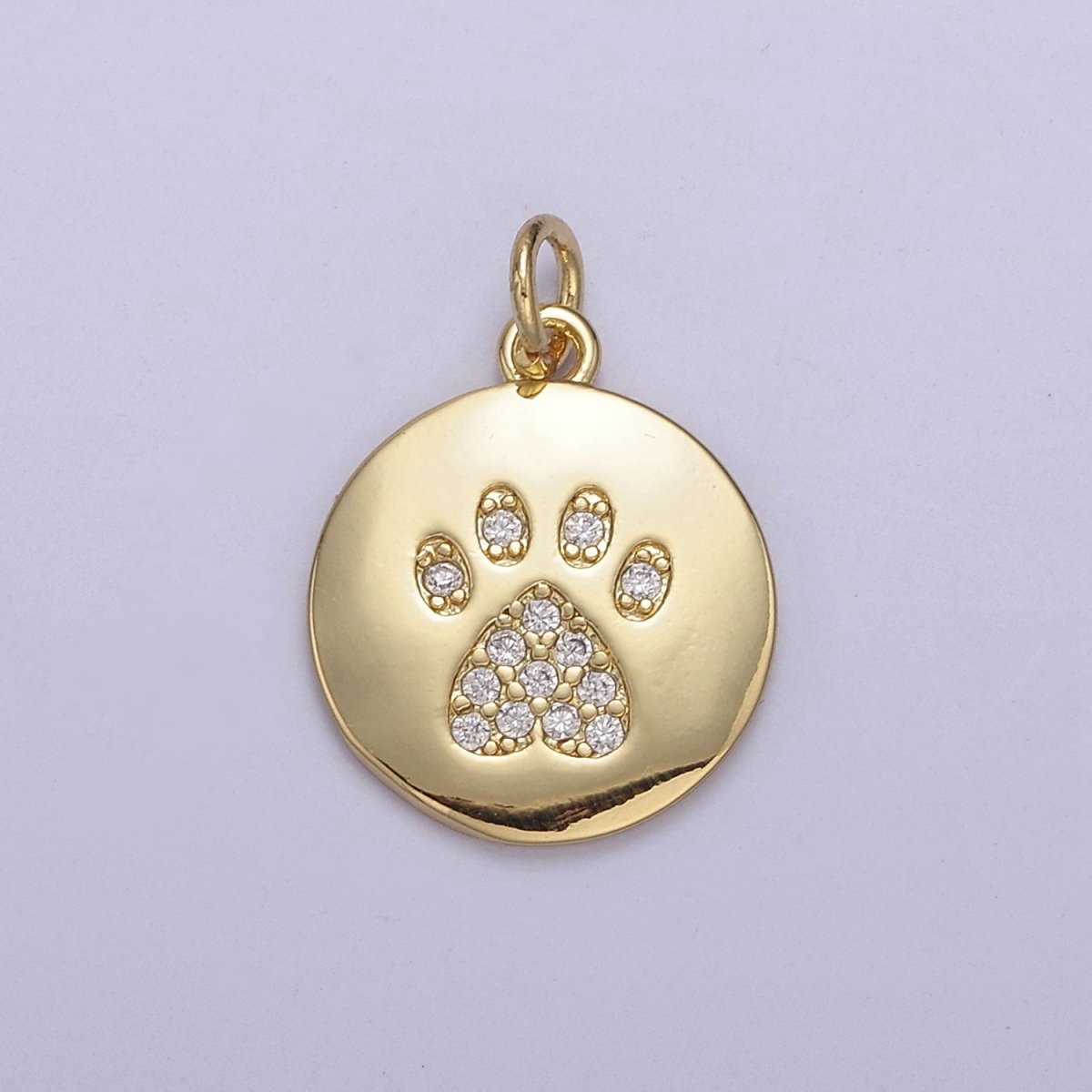 OS Mini Micro Pave Gold Dog Paw Print Charm for Bracelet Necklace Add on N-858