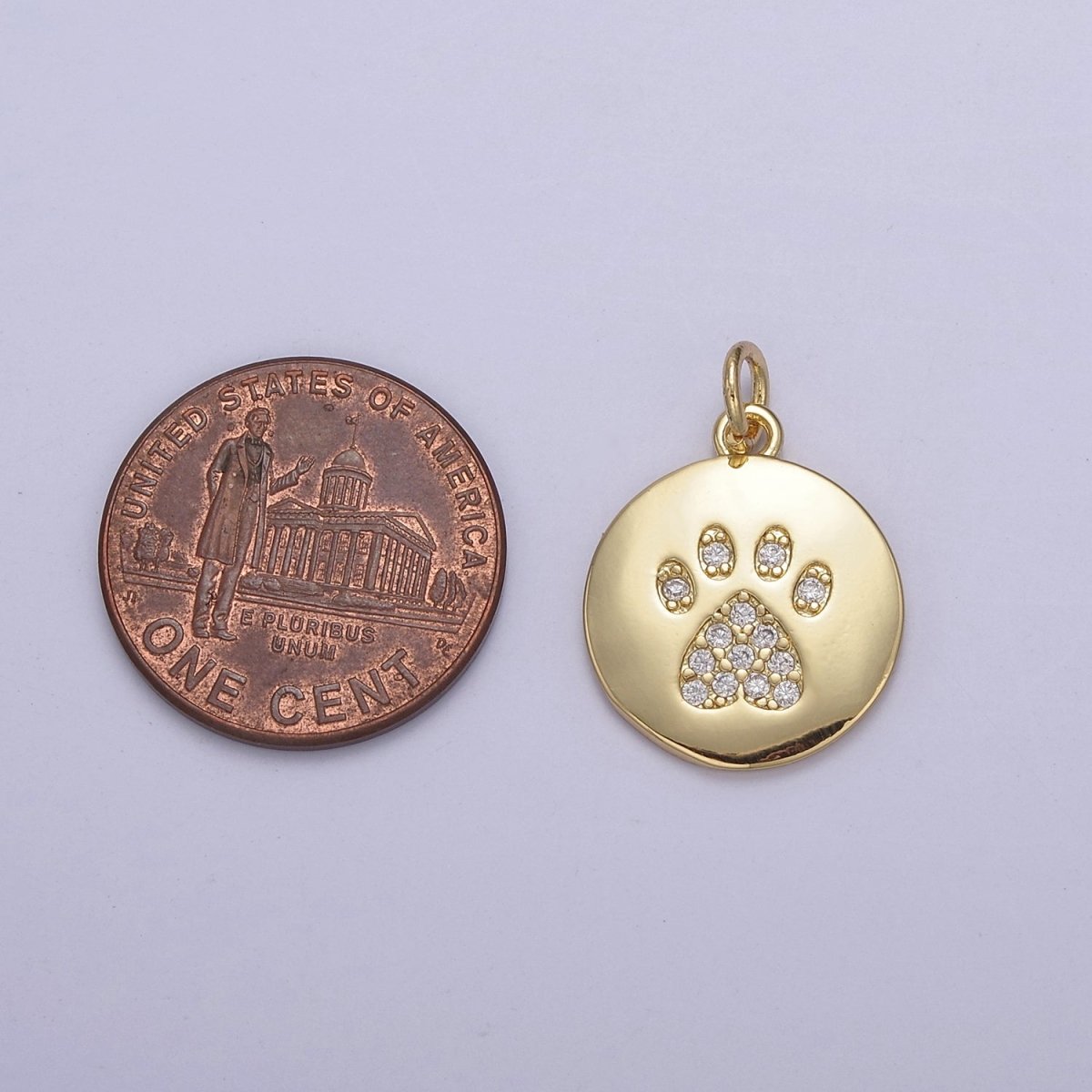 OS Mini Micro Pave Gold Dog Paw Print Charm for Bracelet Necklace Add on N-858