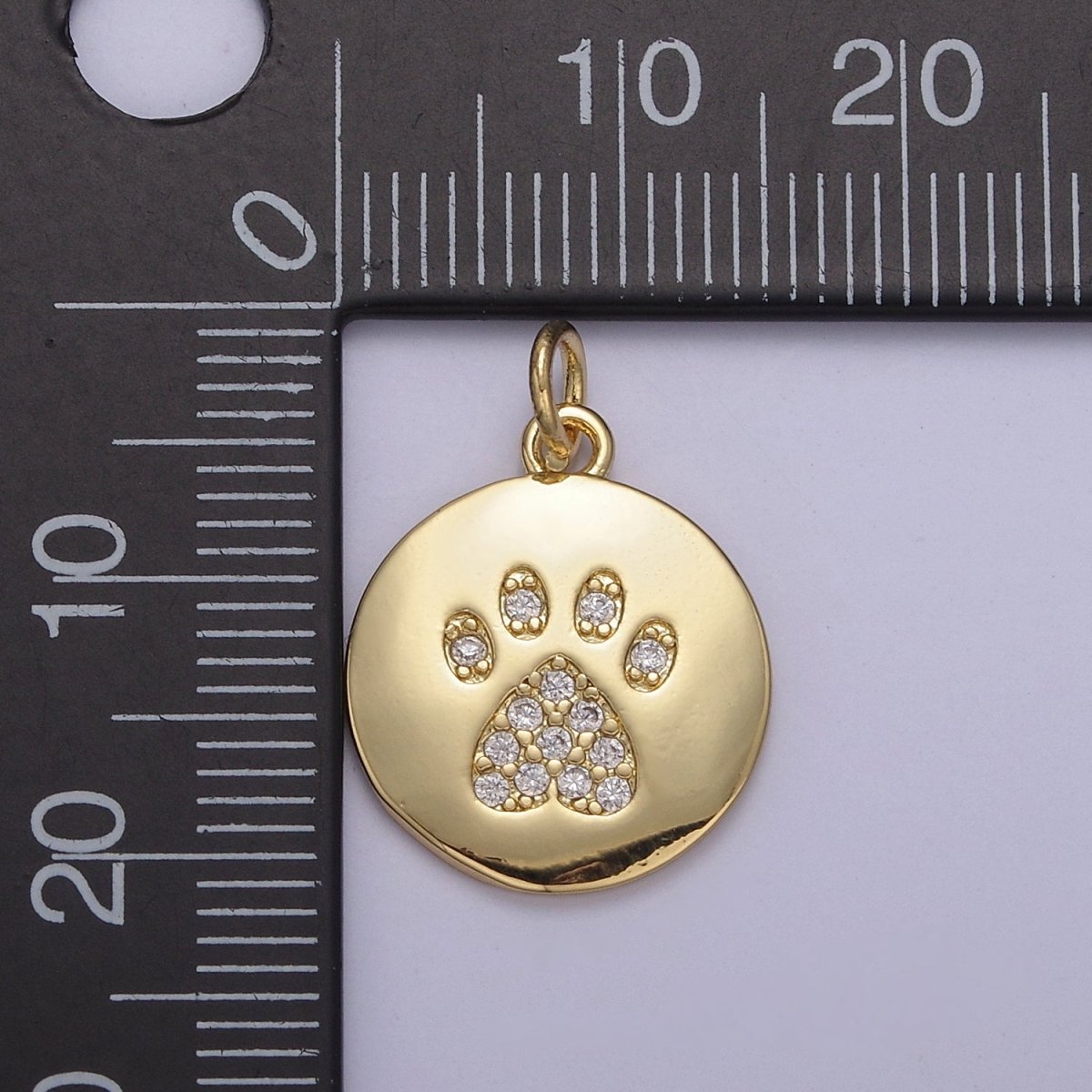 OS Mini Micro Pave Gold Dog Paw Print Charm for Bracelet Necklace Add on N-858