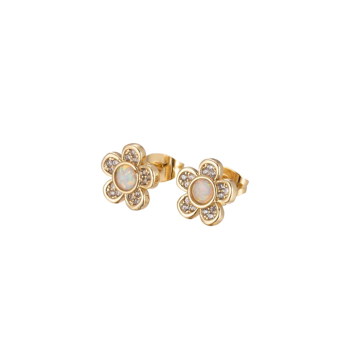 Mini Opal Daisy Stud Earring Cartilage Earring, Gold Flower stud, dainty gold Minimalist Jewelry Pushback stud L-515 L-516