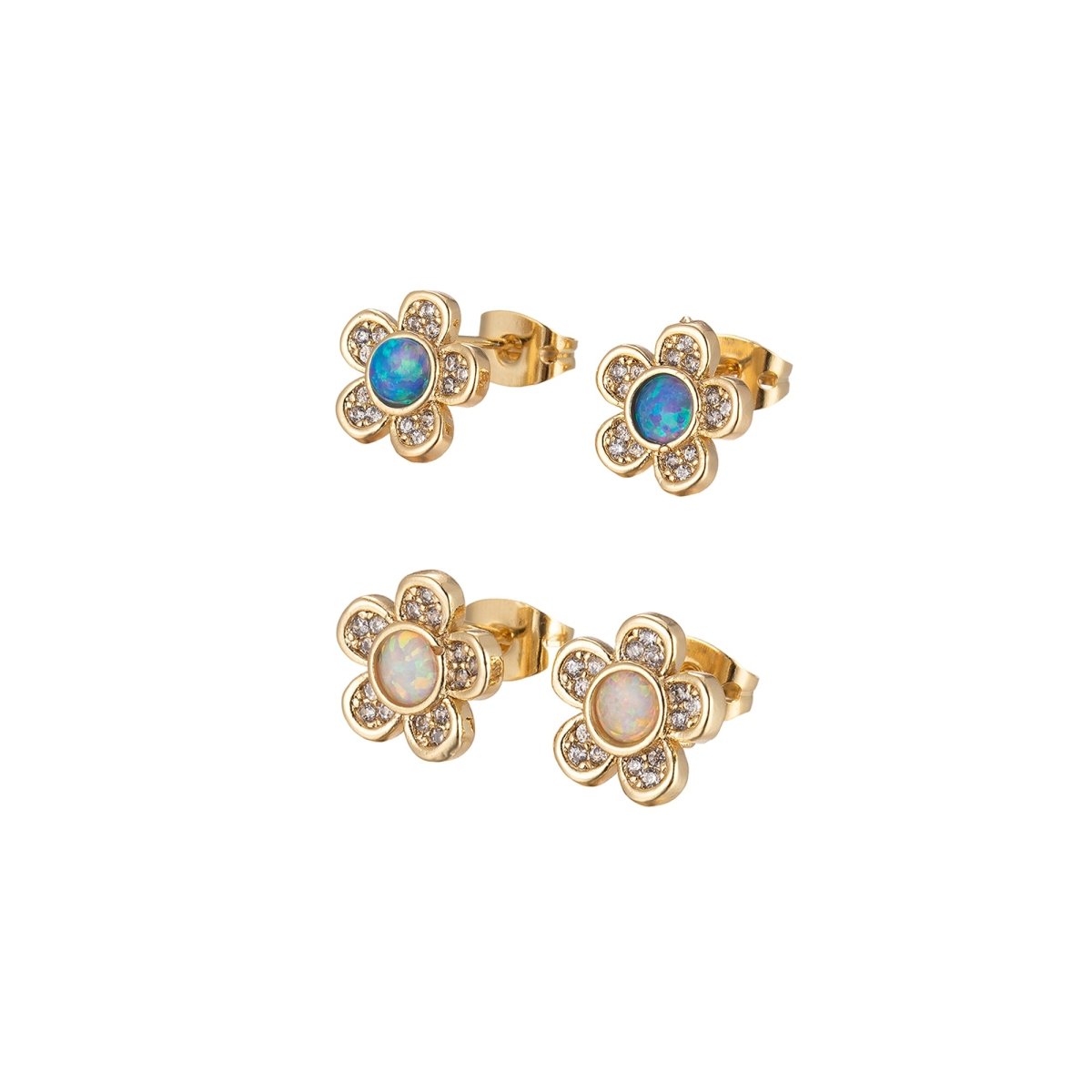 Mini Opal Daisy Stud Earring Cartilage Earring, Gold Flower stud, dainty gold Minimalist Jewelry Pushback stud L-515 L-516