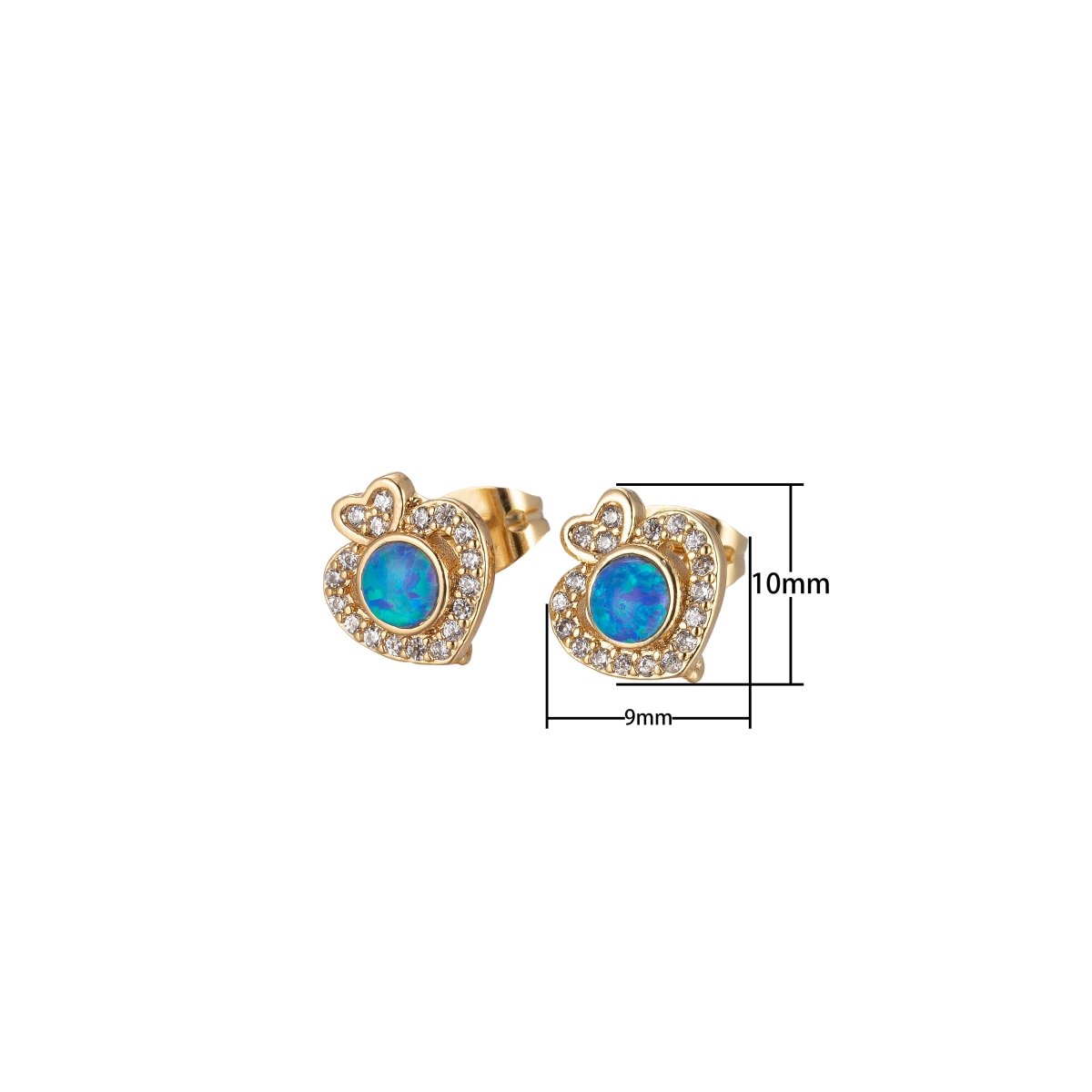 Mini Opal Heart Stud Earring Cartilage Earring, Gold Hear stud, dainty gold Minimalist earring Pushback stud L-513 L-514