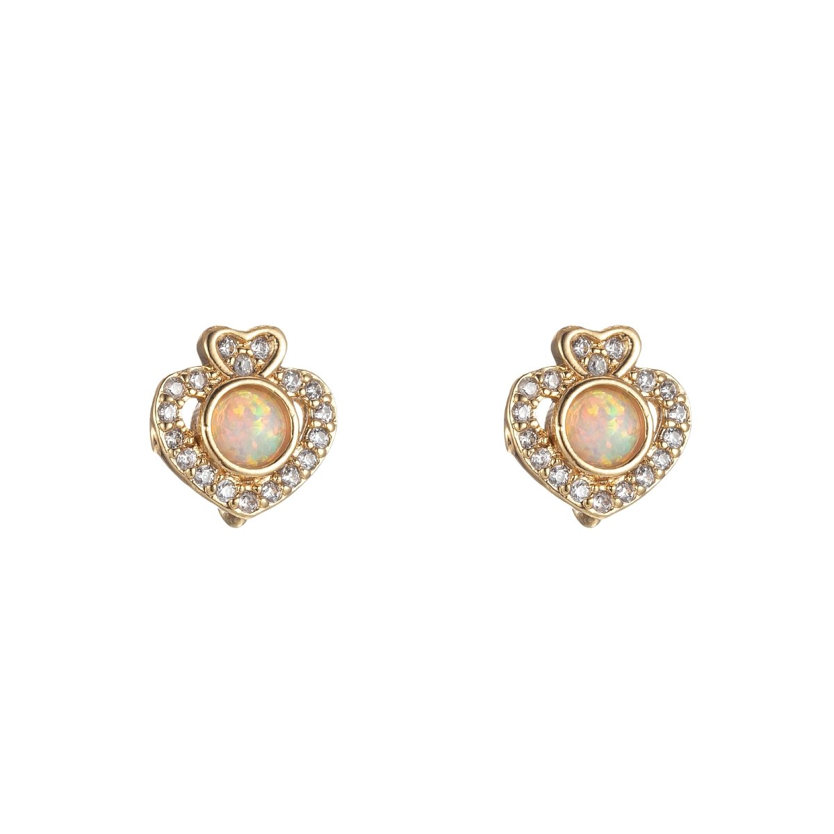 Mini Opal Heart Stud Earring Cartilage Earring, Gold Hear stud, dainty gold Minimalist earring Pushback stud L-513 L-514