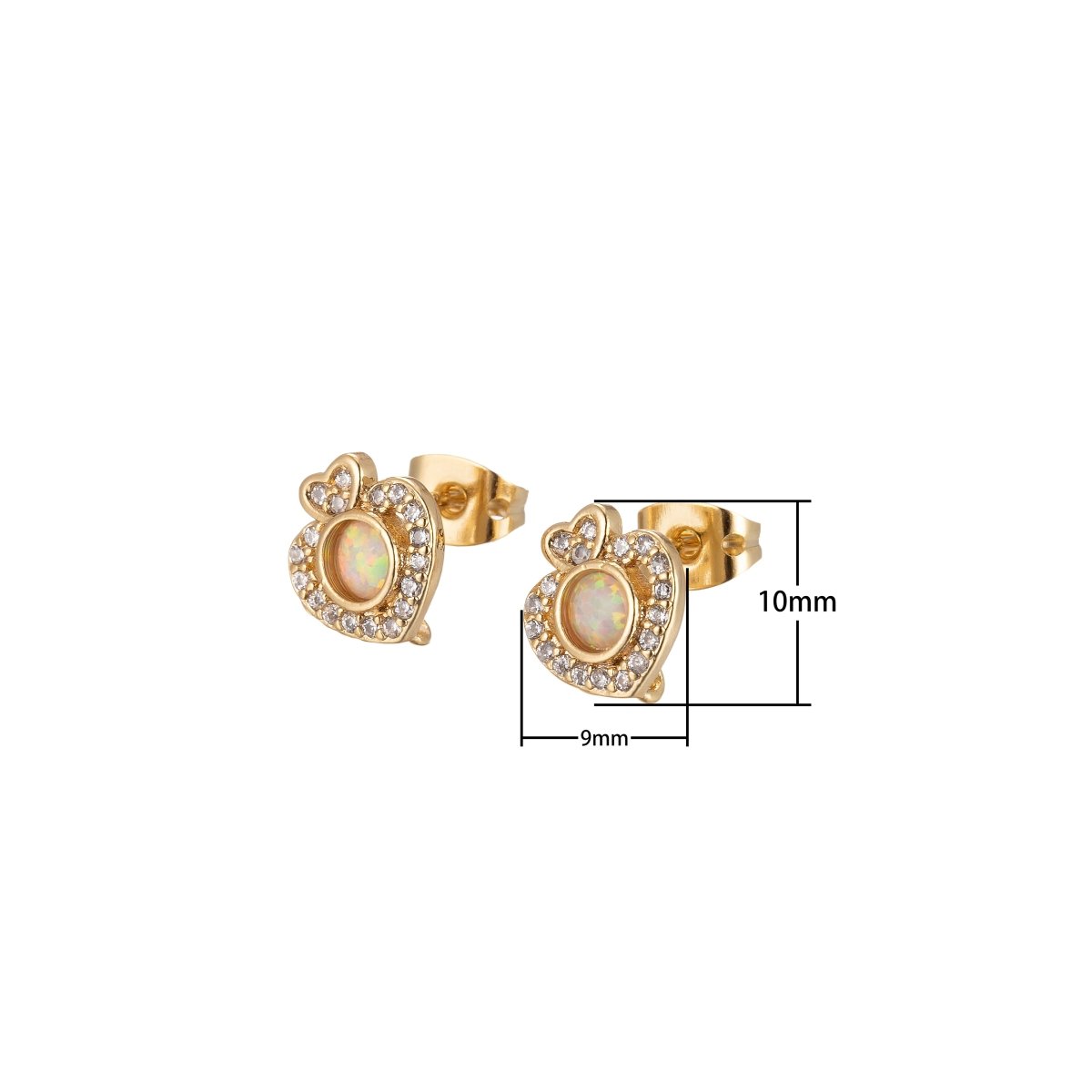 Mini Opal Heart Stud Earring Cartilage Earring, Gold Hear stud, dainty gold Minimalist earring Pushback stud L-513 L-514