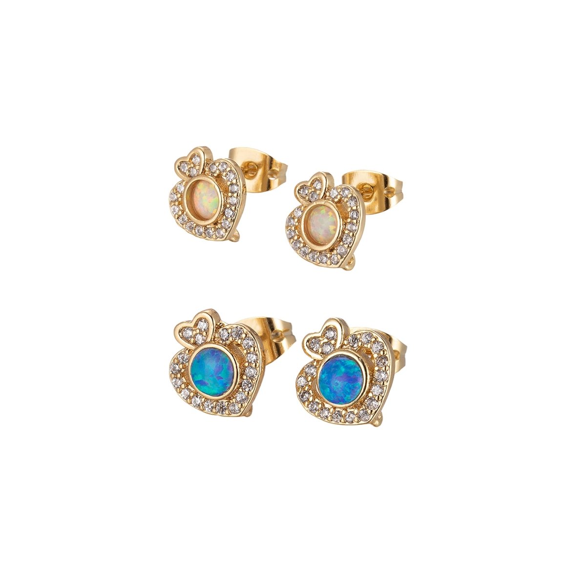 Mini Opal Heart Stud Earring Cartilage Earring, Gold Hear stud, dainty gold Minimalist earring Pushback stud L-513 L-514