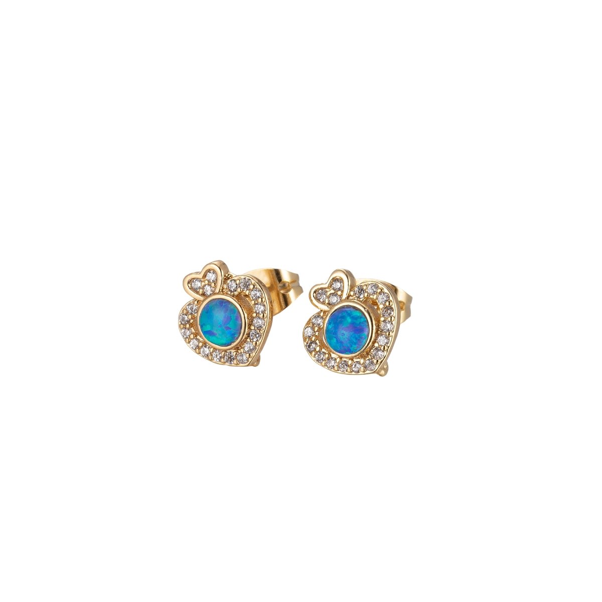 Mini Opal Heart Stud Earring Cartilage Earring, Gold Hear stud, dainty gold Minimalist earring Pushback stud L-513 L-514
