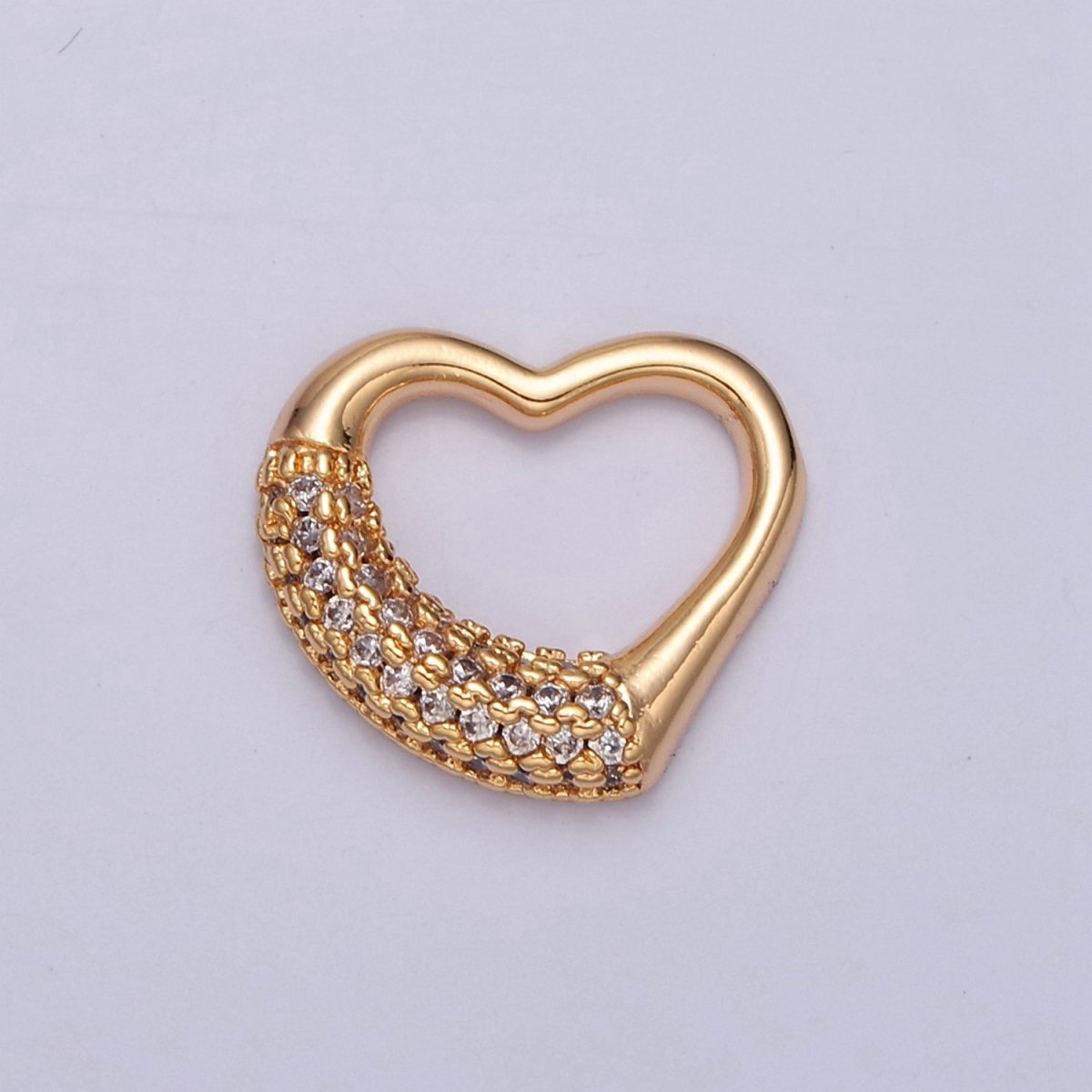 Mini Open Heart Gold Micro Paved CZ Charm E-772 - DLUXCA