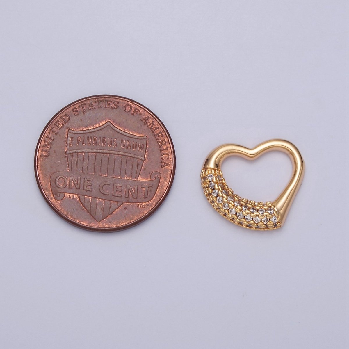 Mini Open Heart Gold Micro Paved CZ Charm E-772 - DLUXCA
