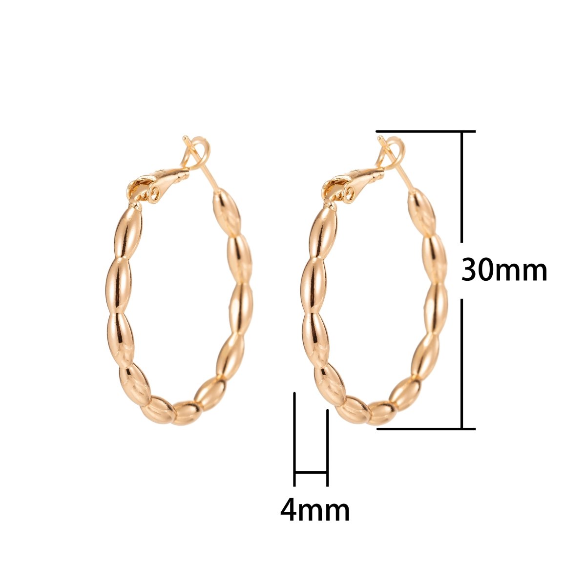 Mini Oval Braids Huggies Earrings, Tiny Plain Gold Filled Geometric Formal/Casual Daily Wear Earring Jewelry P-034 - DLUXCA