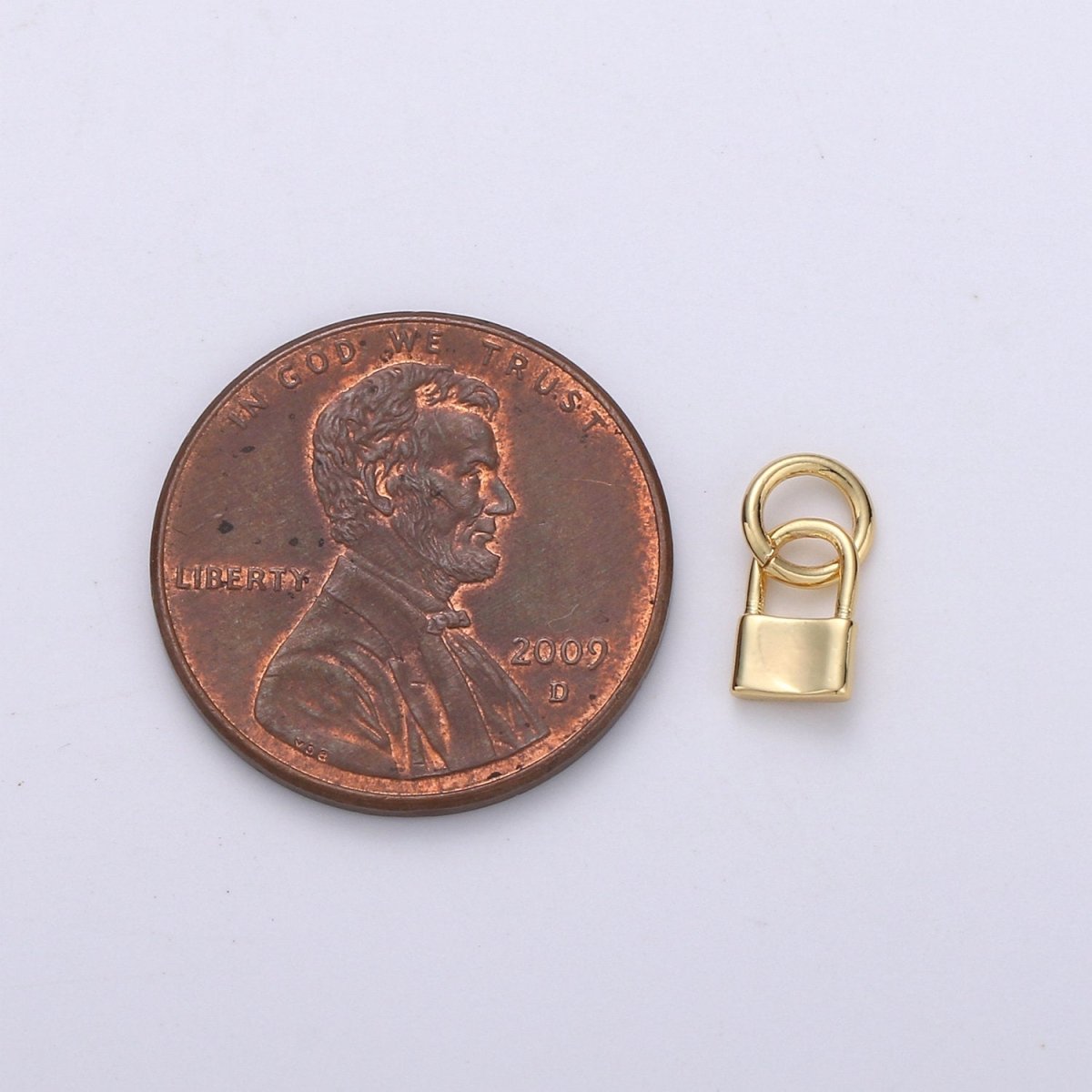 Mini padlock charm in 24k gold filled 6mm gold lock charm for earring bracelet necklace. Tiny small dainty gold lock charm K-810 - DLUXCA