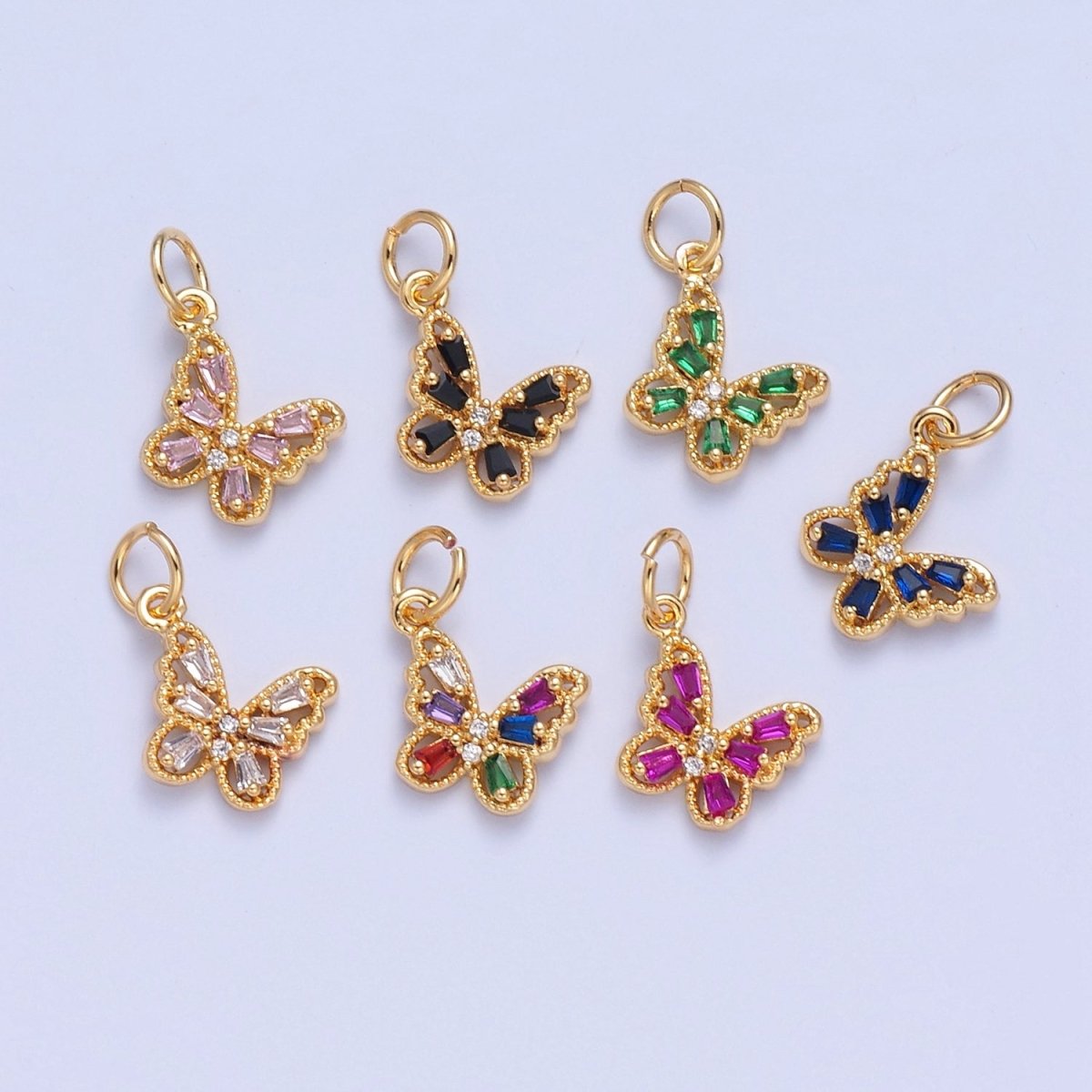 Mini Pave Butterfly Charm for add on Charm Necklace Earring Bracelet W-293~W-299