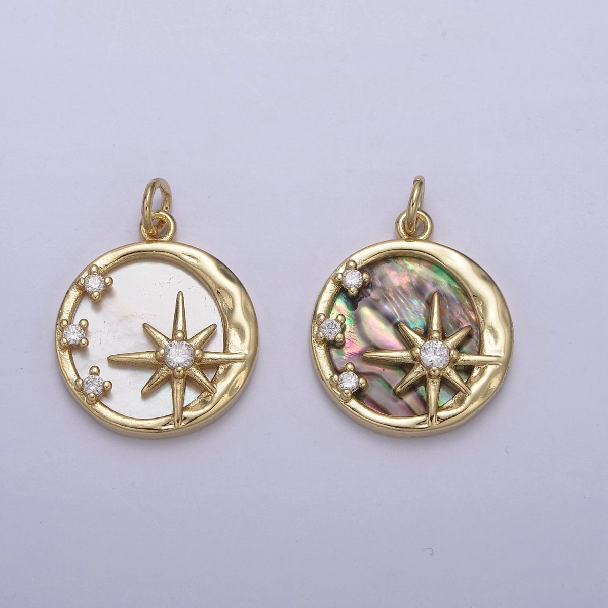 Mini Pearl / Abalone Celestial Charm 14k Gold Filled North Star Charm Add on Charm for Bracelet Necklace Earring N-805 N-806