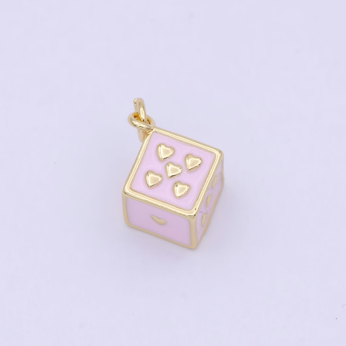 Mini Pink Gold Dice Charm For Gambling Las Vegas Jewelry Inspired for girl women W-166 - DLUXCA