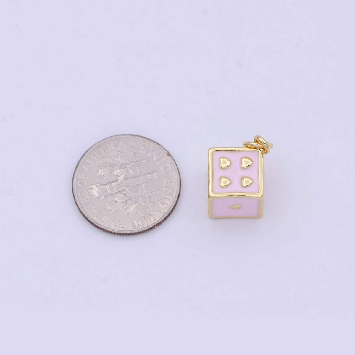 Mini Pink Gold Dice Charm For Gambling Las Vegas Jewelry Inspired for girl women W-166 - DLUXCA