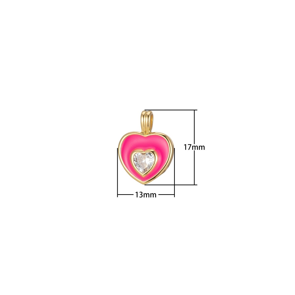 Mini Pink Heart Enamel Charm Pendant J-835 J-836