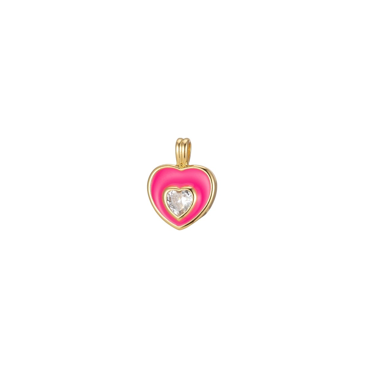 Mini Pink Heart Enamel Charm Pendant J-835 J-836