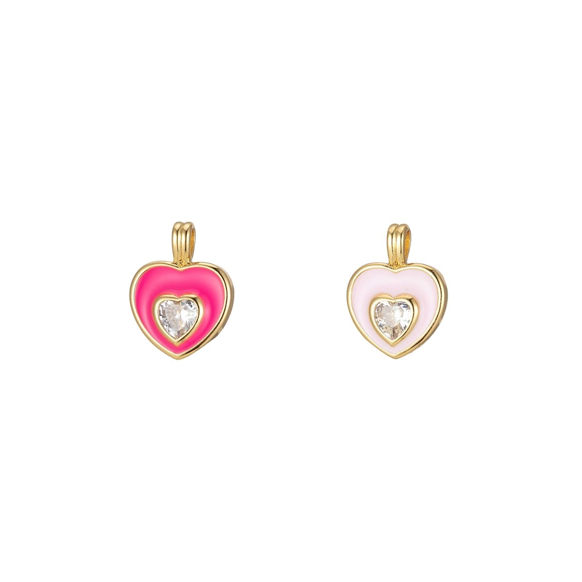 Mini Pink Heart Enamel Charm Pendant J-835 J-836