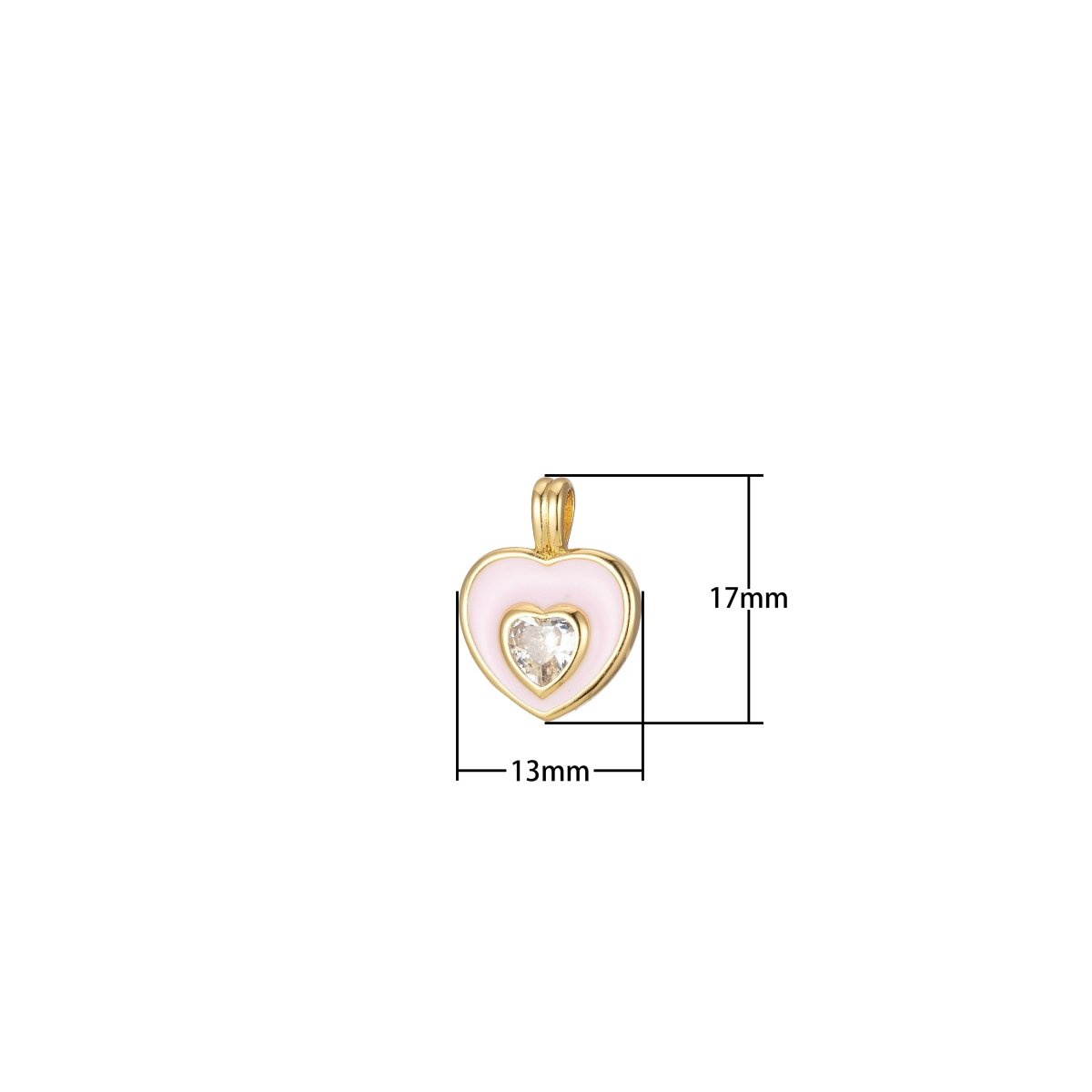 Mini Pink Heart Enamel Charm Pendant J-835 J-836