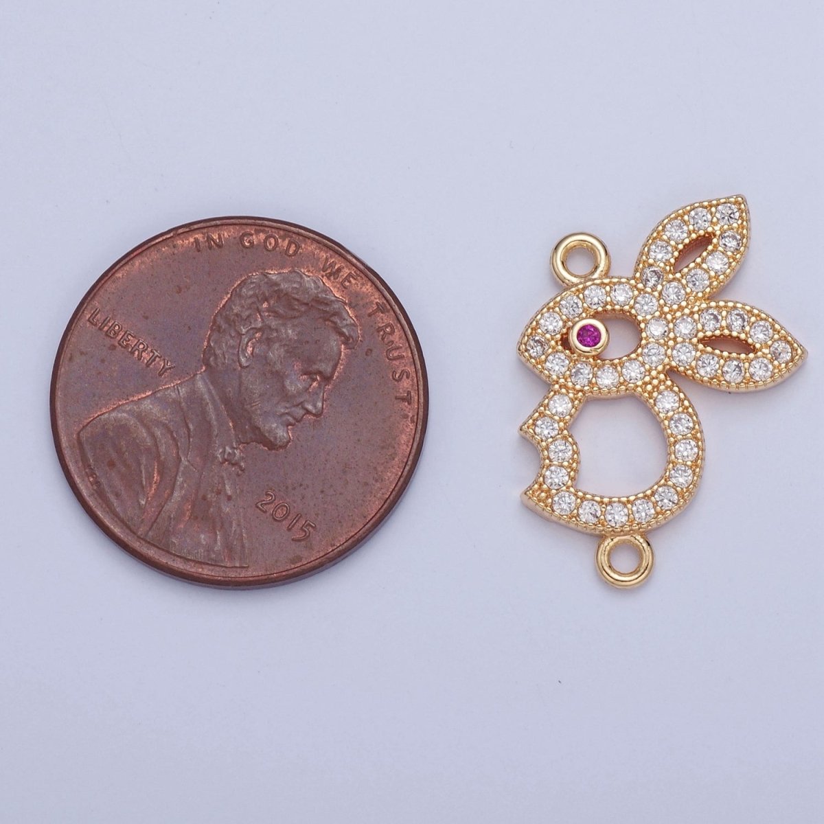 Mini Rabbit Charm Connector 16K Gold Filled Bunny link Connector G-926 - DLUXCA