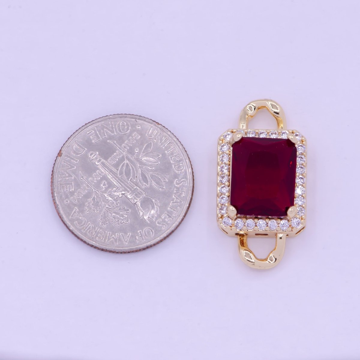 Mini Red Rectangle Charms for Necklace Bracelet Earring Making Supplies Micro Pave Geometric Link Connector F-774