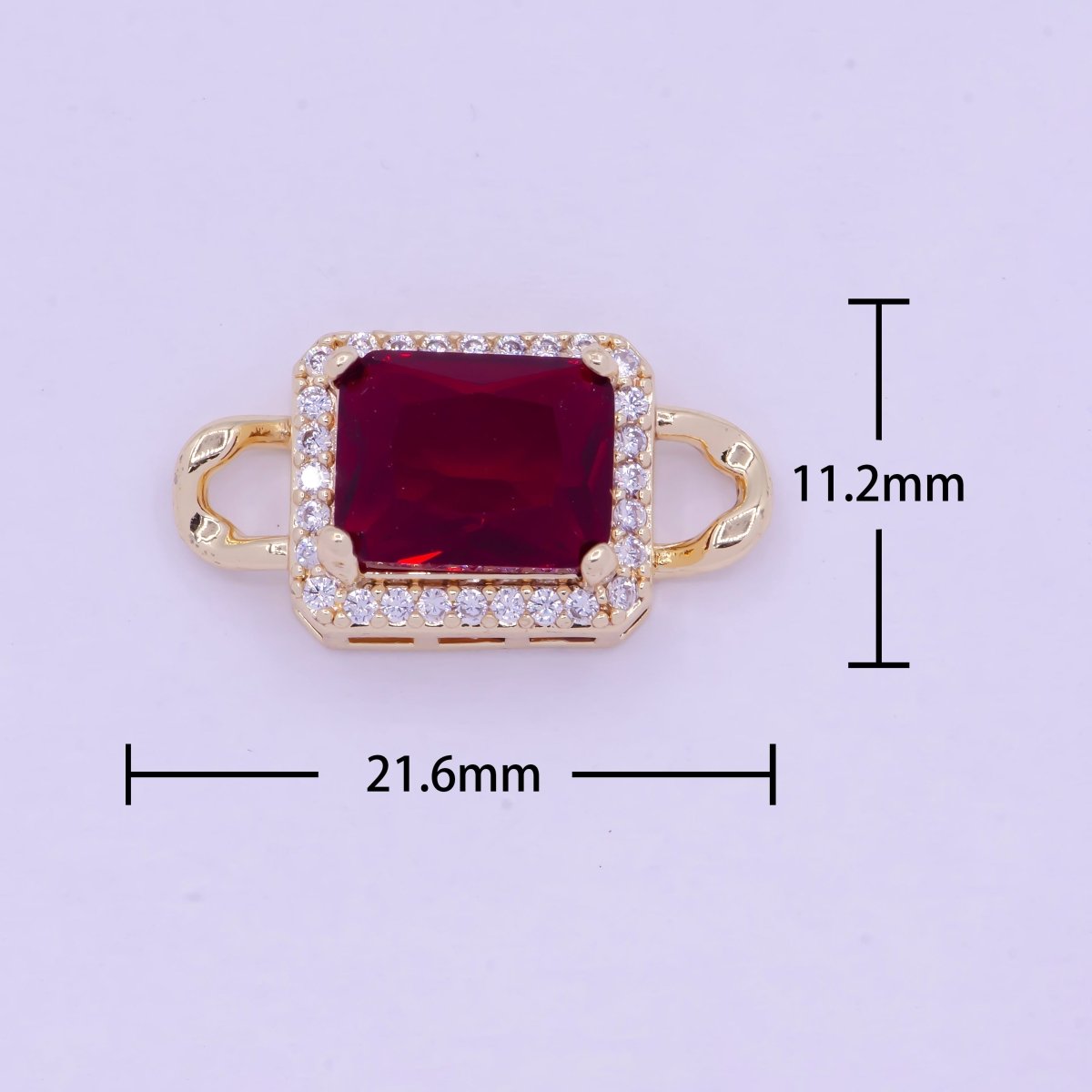 Mini Red Rectangle Charms for Necklace Bracelet Earring Making Supplies Micro Pave Geometric Link Connector F-774