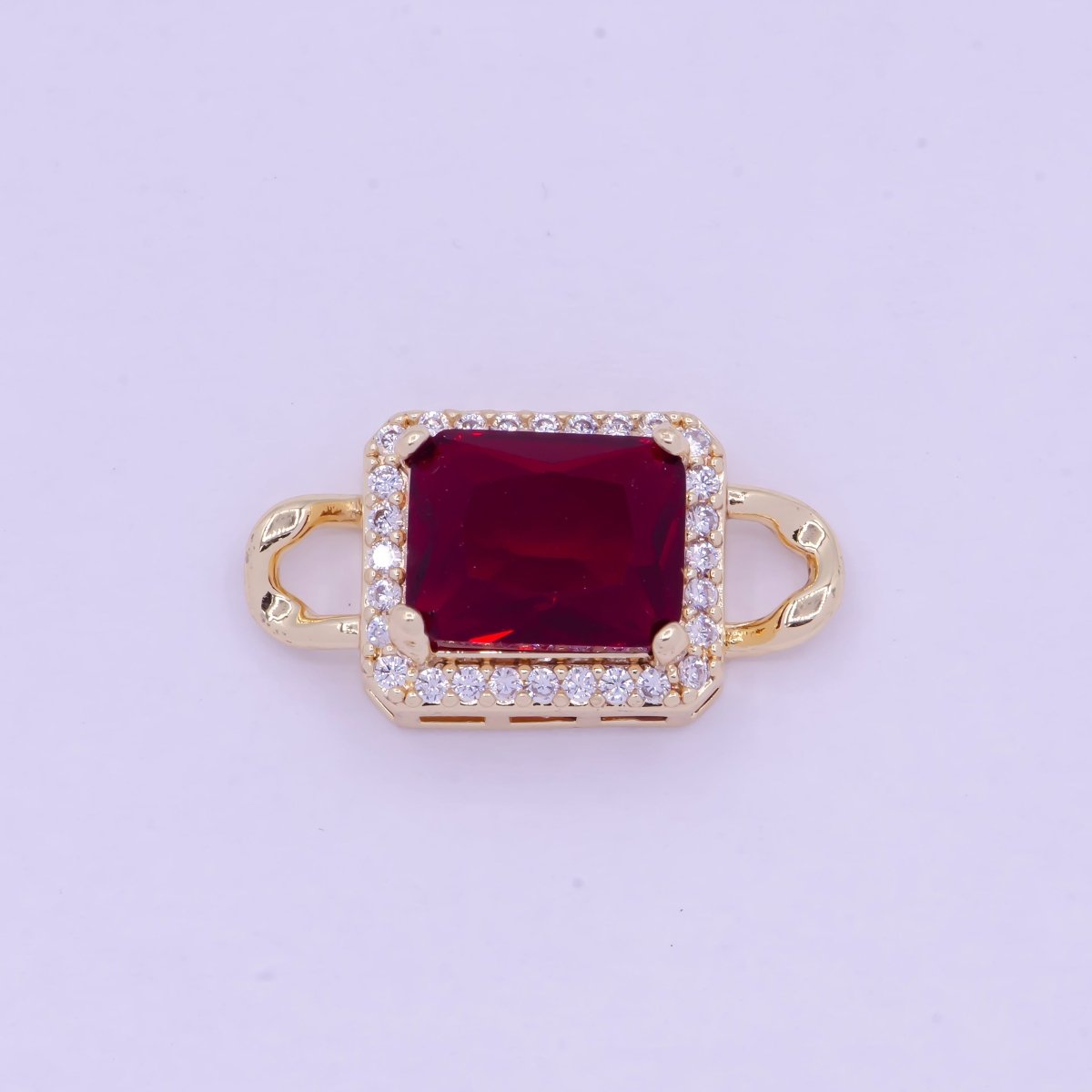 Mini Red Rectangle Charms for Necklace Bracelet Earring Making Supplies Micro Pave Geometric Link Connector F-774