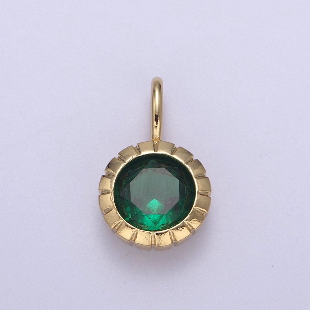 Mini Round CZ May / June Birthstone Pendant Add on Charm Dainty Pink Green Cz Stone for Necklace Bracelet Supply H-493 H-494