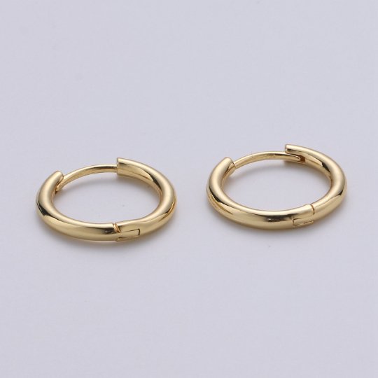 Mini Round hoop earrings, 18mm, 14K gold plated brass, Nickel free, Earrings making, Simple Round hoop 1 pair hoops Q-493 Q-495 Q-496