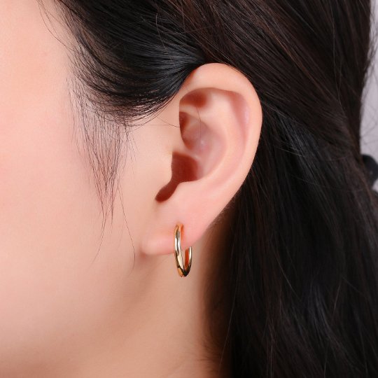 Mini Round hoop earrings, 18mm, 14K gold plated brass, Nickel free, Earrings making, Simple Round hoop 1 pair hoops Q-493 Q-495 Q-496