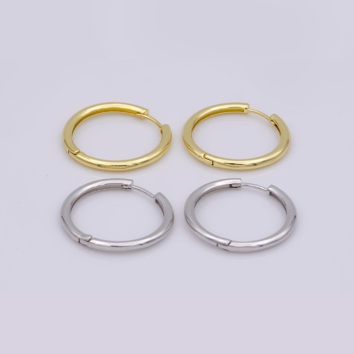 Mini Round hoop earrings, 18mm, 14K gold plated brass, Nickel free, Earrings making, Simple Round hoop 1 pair hoops Q-493 Q-495 Q-496