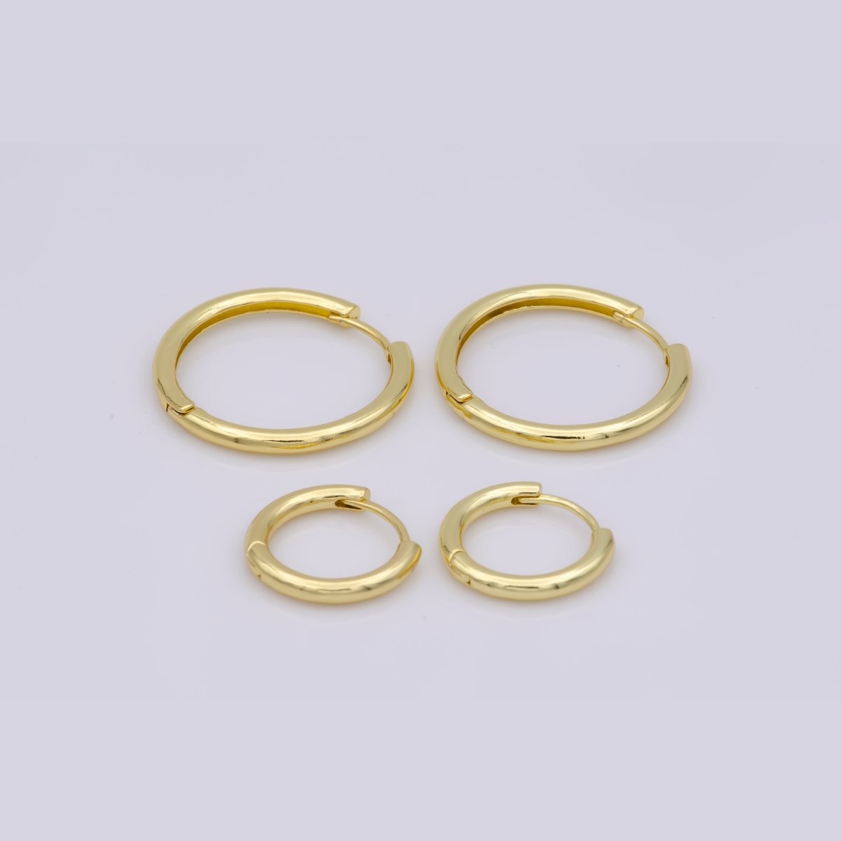 Mini Round hoop earrings, 18mm, 14K gold plated brass, Nickel free, Earrings making, Simple Round hoop 1 pair hoops Q-493 Q-495 Q-496
