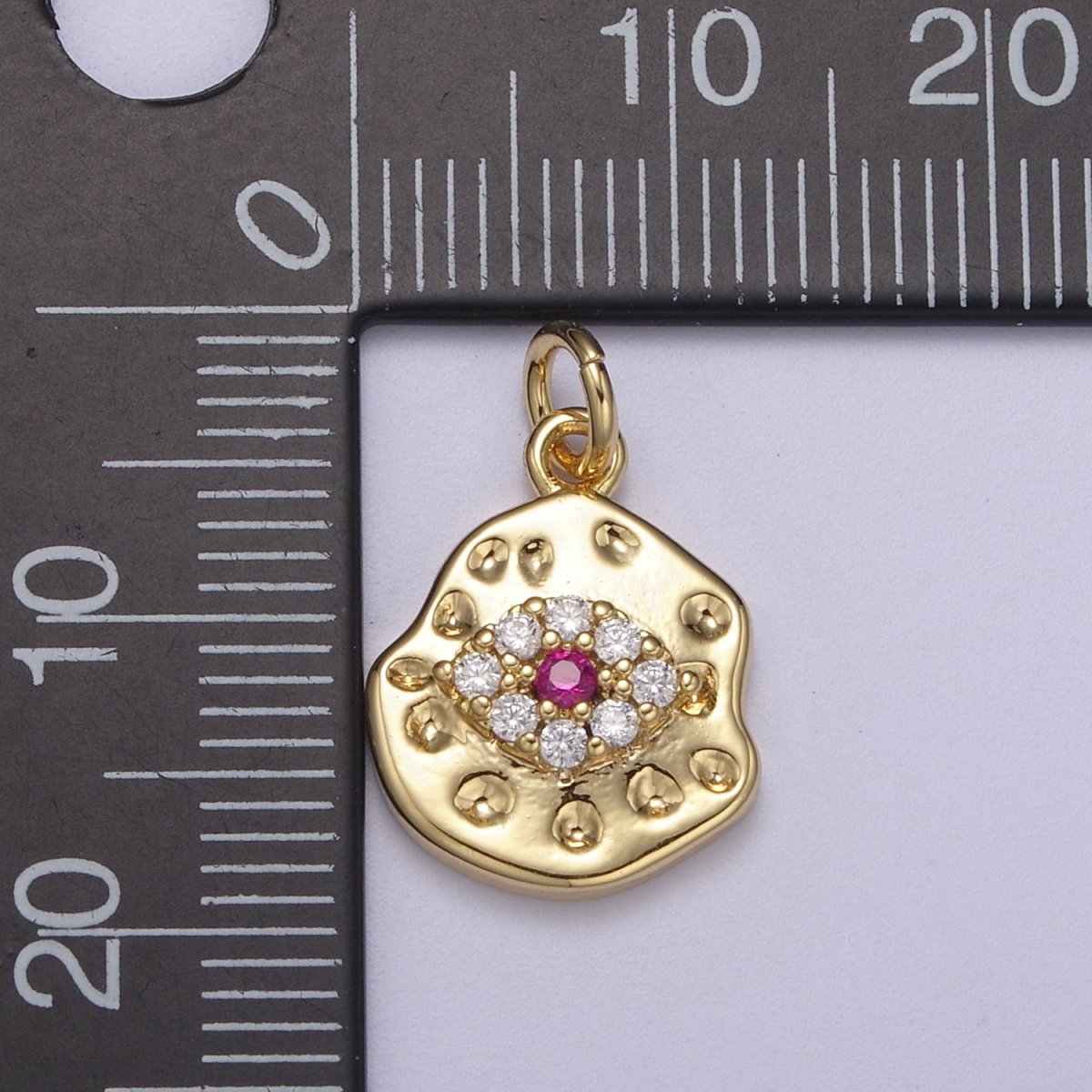 Mini Rustic Gold Filled Evil Eye Charm for Add on Charm Cubic Amulet Jewelry N-351 - N-354