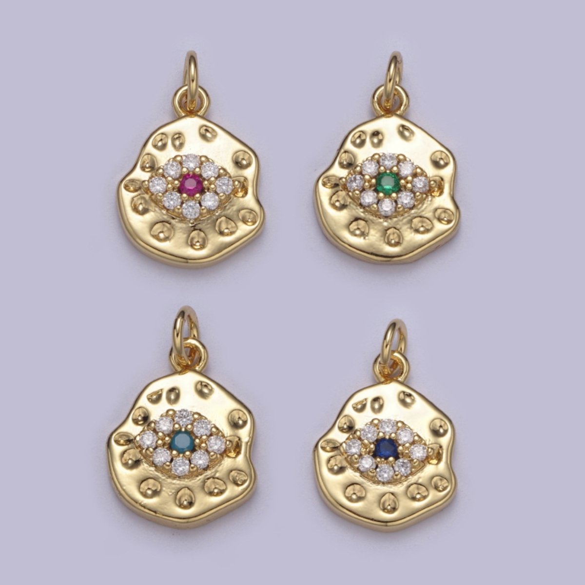 Mini Rustic Gold Filled Evil Eye Charm for Add on Charm Cubic Amulet Jewelry N-351 - N-354