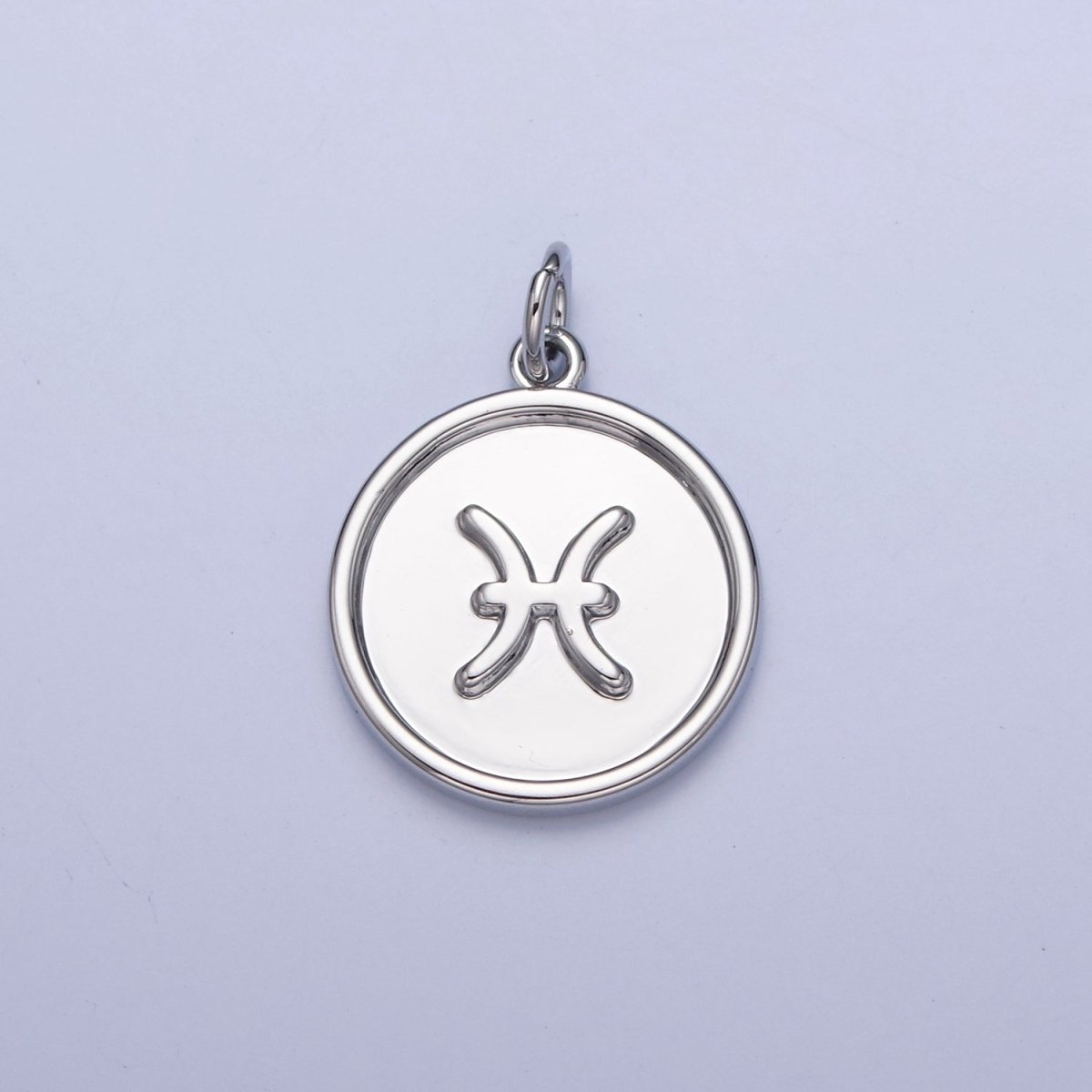 Mini Silver Coin Disc Zodiac Charm Dainty Astrological Zodiac Signs Add on Charm A-A1445-A-A1450