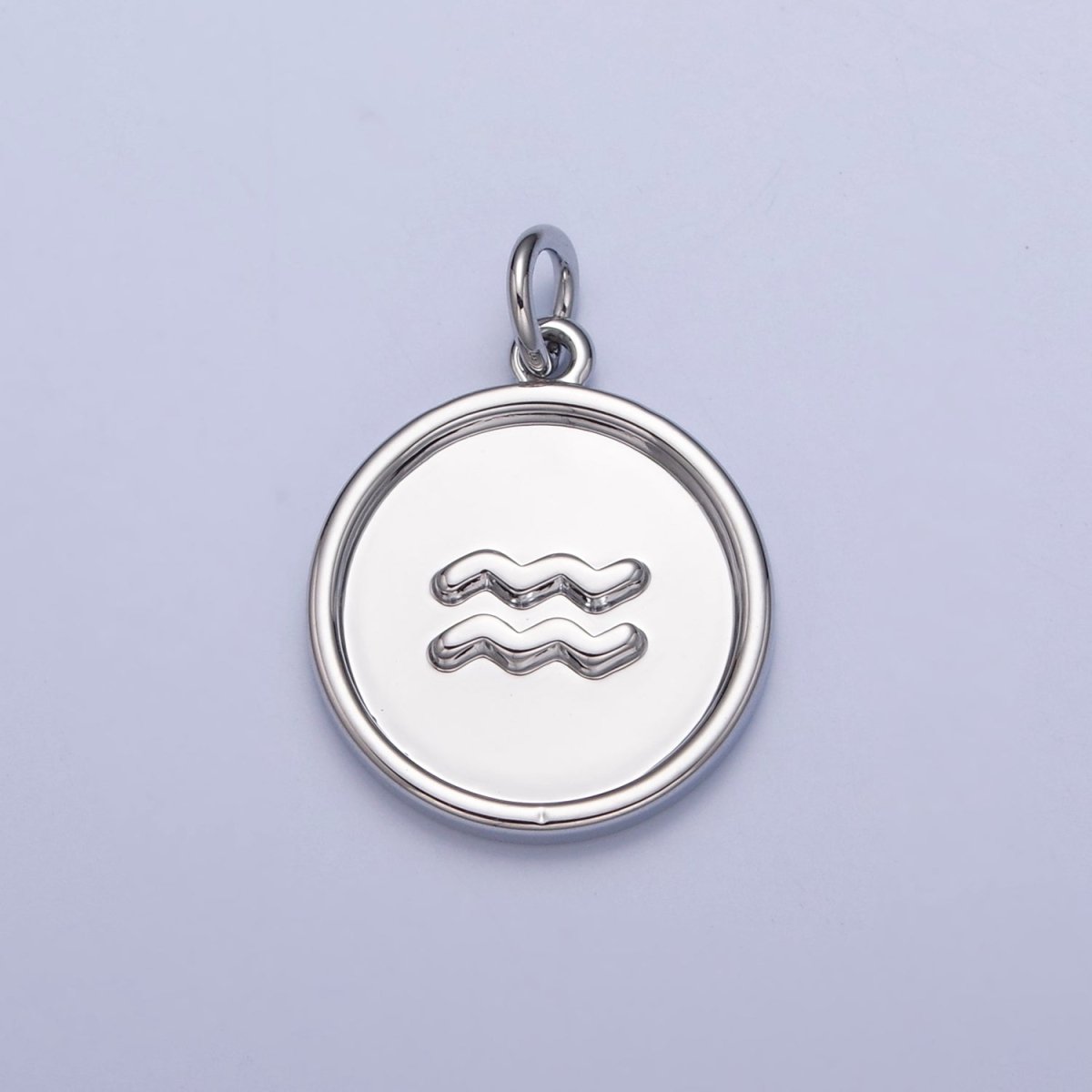 Mini Silver Coin Disc Zodiac Charm Dainty Astrological Zodiac Signs Add on Charm A-A1445-A-A1450