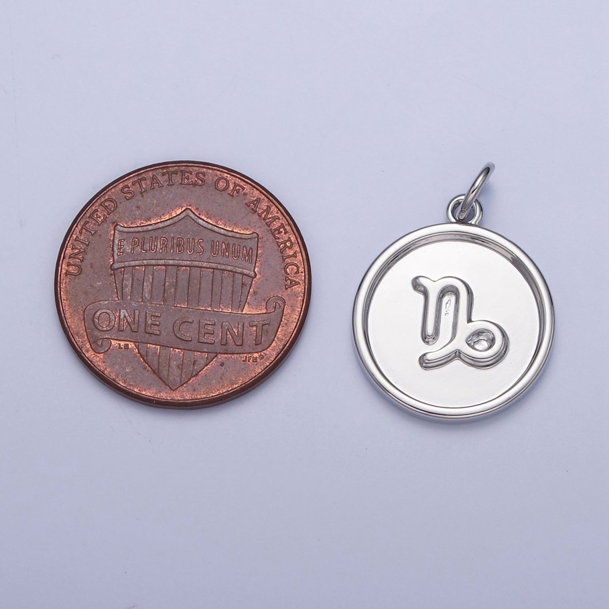 Mini Silver Coin Disc Zodiac Charm Dainty Astrological Zodiac Signs Add on Charm A-A1445-A-A1450