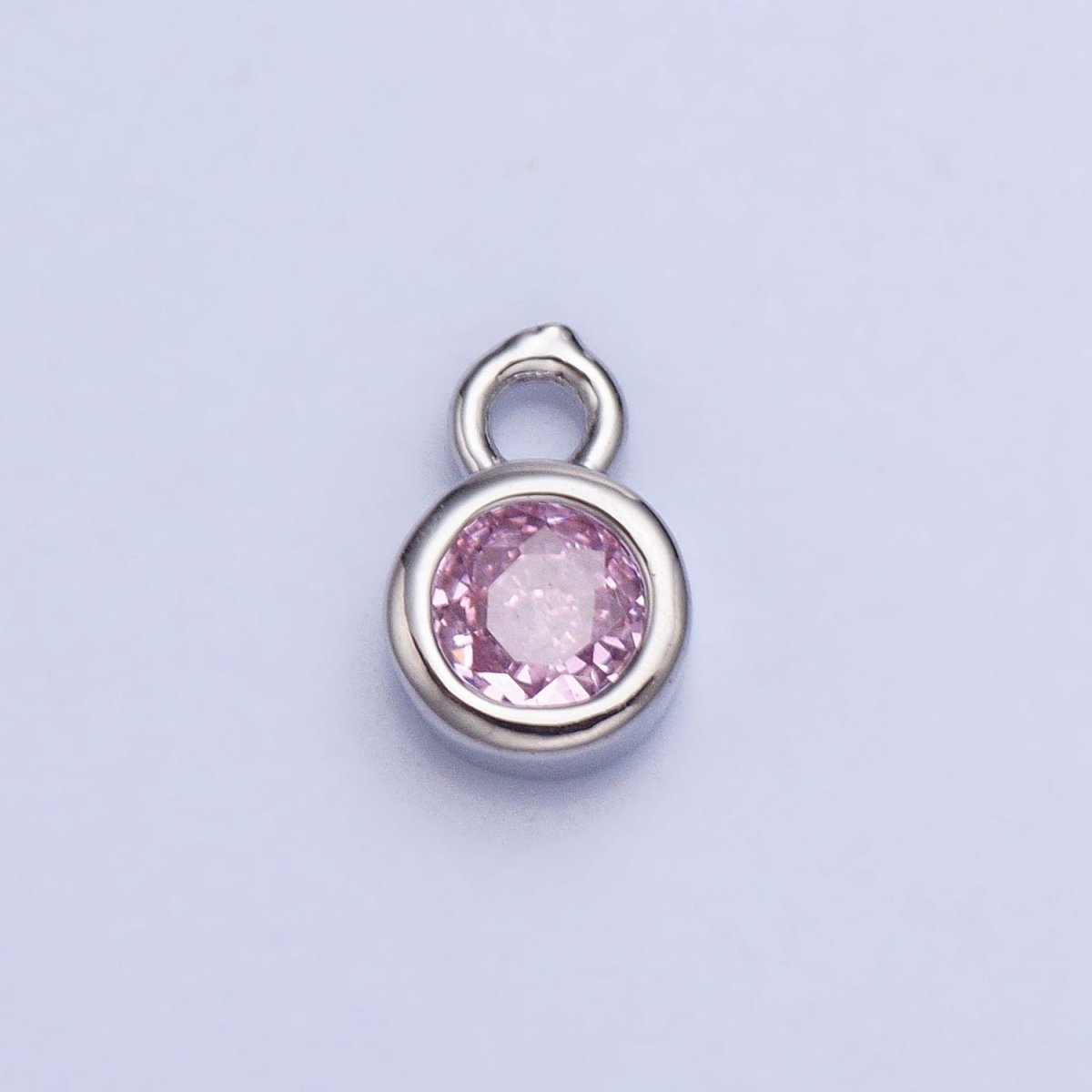 Mini Silver Full Brilliant Cut Cubic Zirconia Bezel Cut Charm Pendant for add on charm AC432 AC433 AC434 AC435