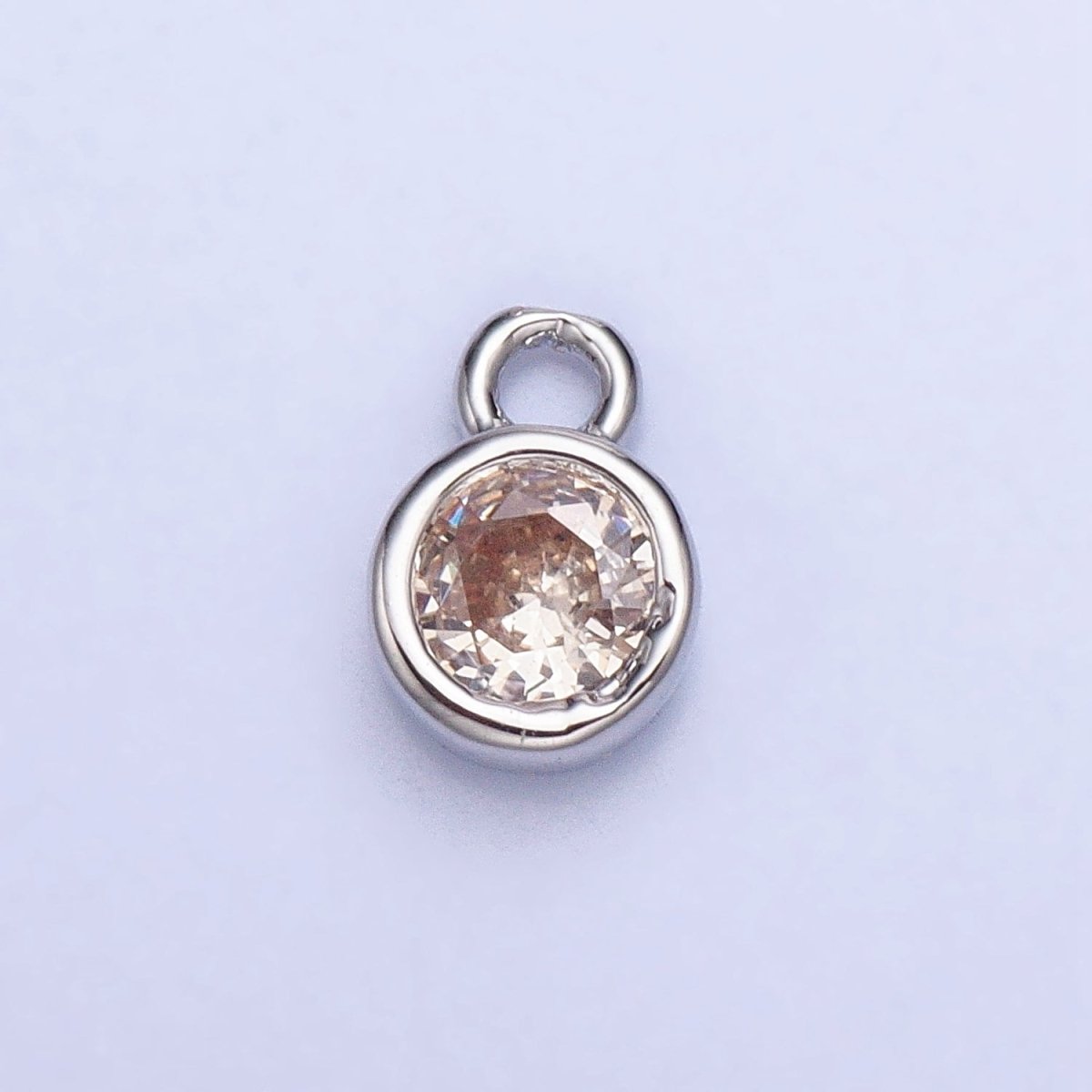 Mini Silver Full Brilliant Cut Cubic Zirconia Bezel Cut Charm Pendant for add on charm AC432 AC433 AC434 AC435