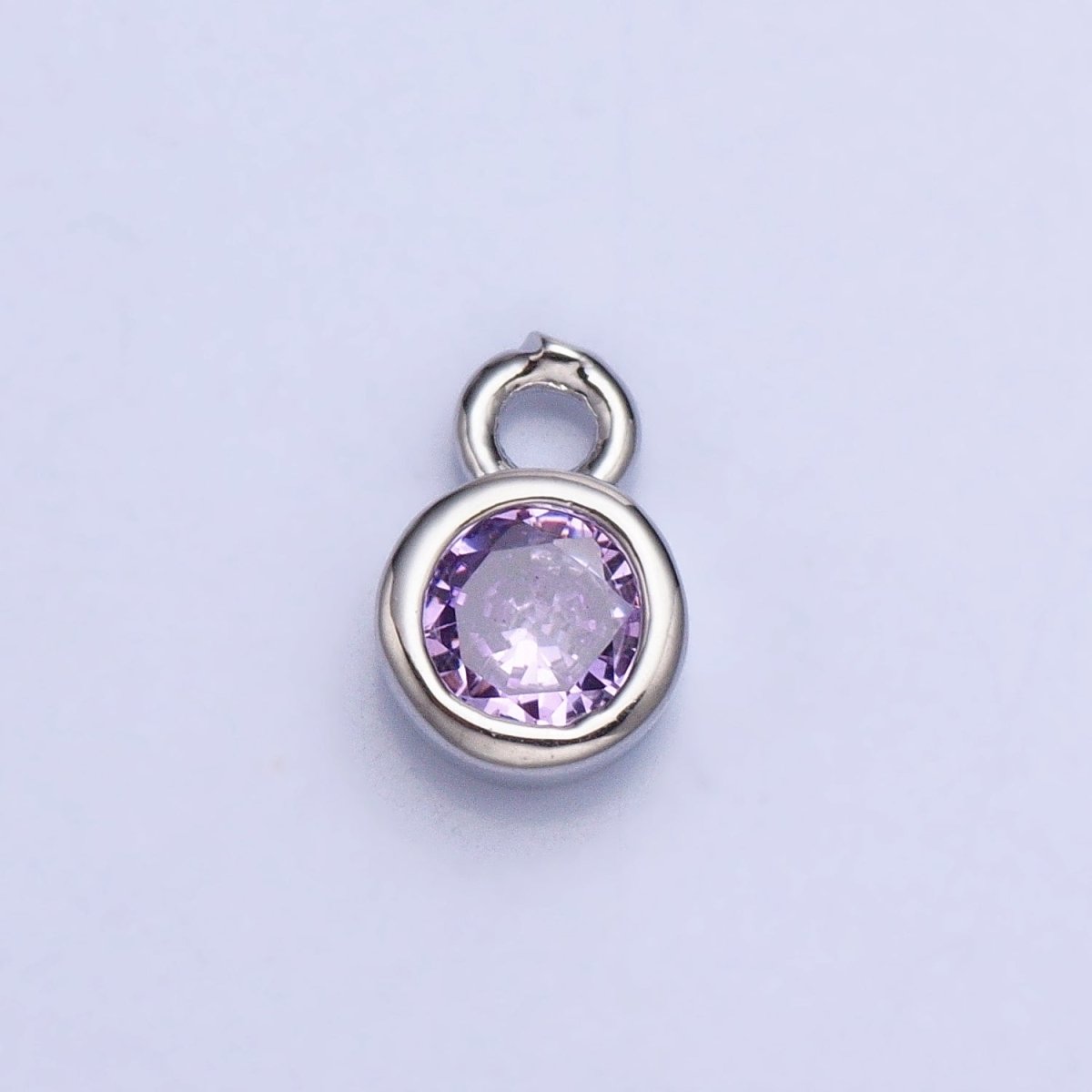 Mini Silver Full Brilliant Cut Cubic Zirconia Bezel Cut Charm Pendant for add on charm AC432 AC433 AC434 AC435
