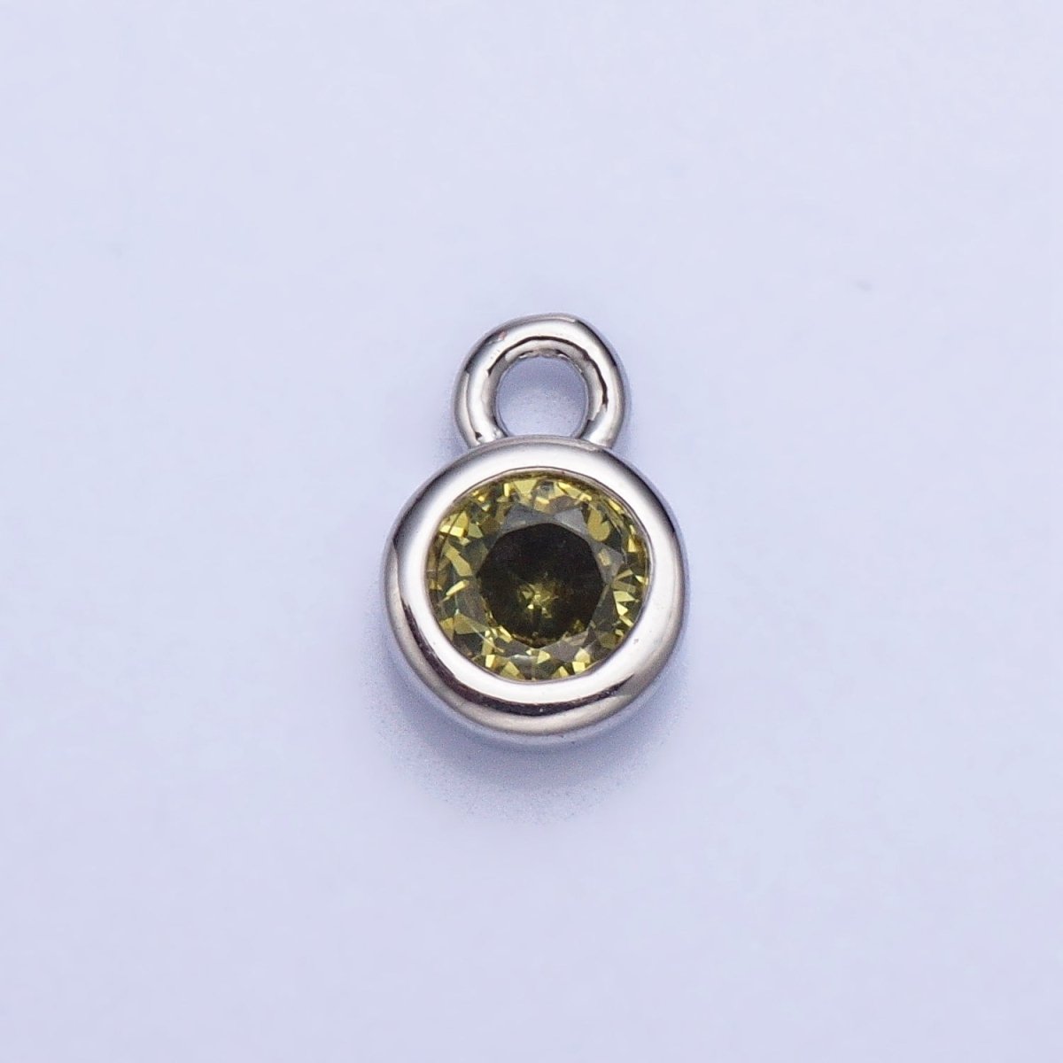 Mini Silver Full Brilliant Cut Cubic Zirconia Bezel Cut Charm Pendant for add on charm AC432 AC433 AC434 AC435
