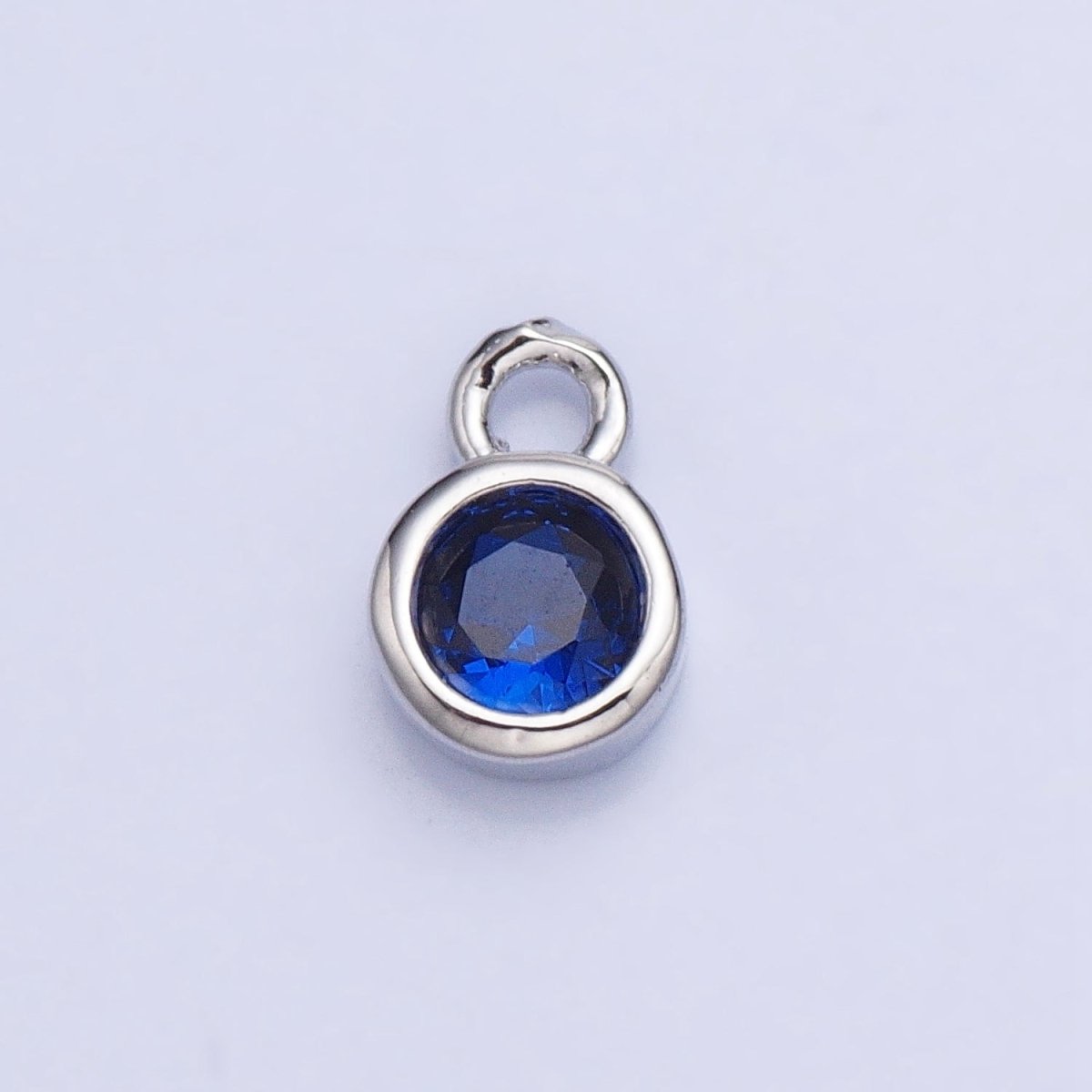 Mini Silver Full Brilliant Cut Cubic Zirconia Bezel Cut Charm Pendant for add on charm AC432 AC433 AC434 AC435