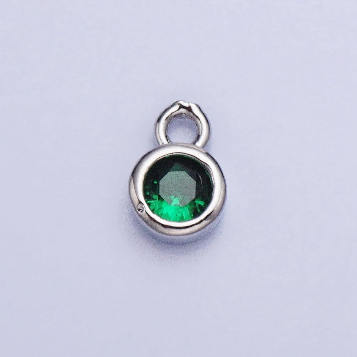 Mini Silver Full Brilliant Cut Cubic Zirconia Bezel Cut Charm Pendant for add on charm AC432 AC433 AC434 AC435