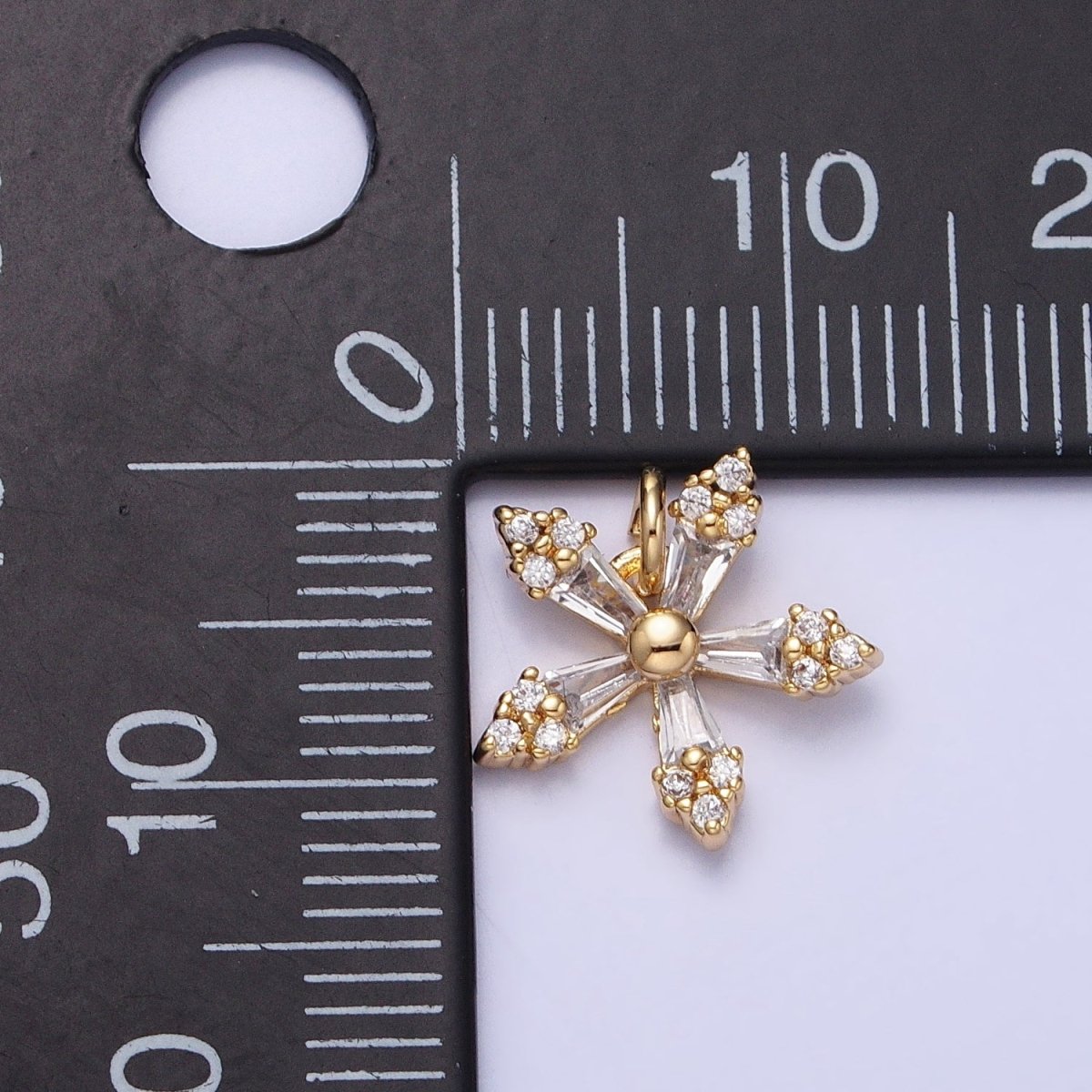 Mini Snow Flake Charm Clear Baguette Winter Pendant Jewelry Inspired in gold, silver AC506 AC507
