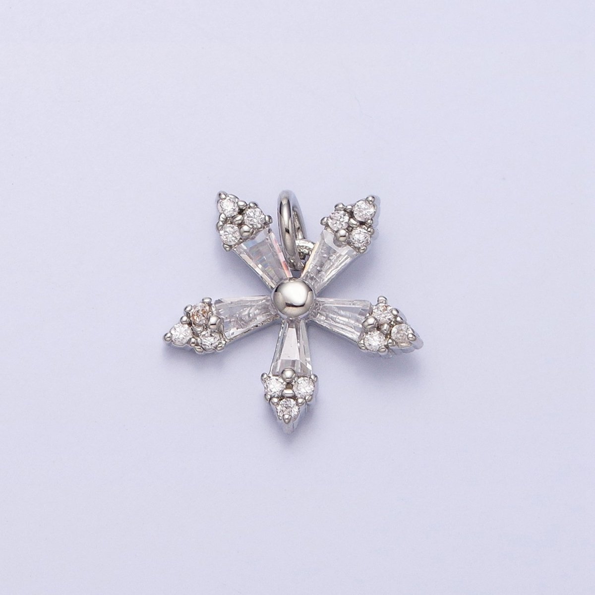 Mini Snow Flake Charm Clear Baguette Winter Pendant Jewelry Inspired in gold, silver AC506 AC507