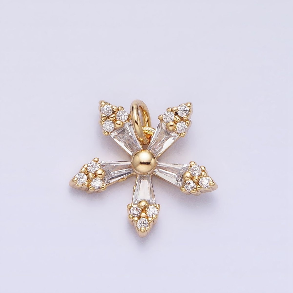 Mini Snow Flake Charm Clear Baguette Winter Pendant Jewelry Inspired in gold, silver AC506 AC507