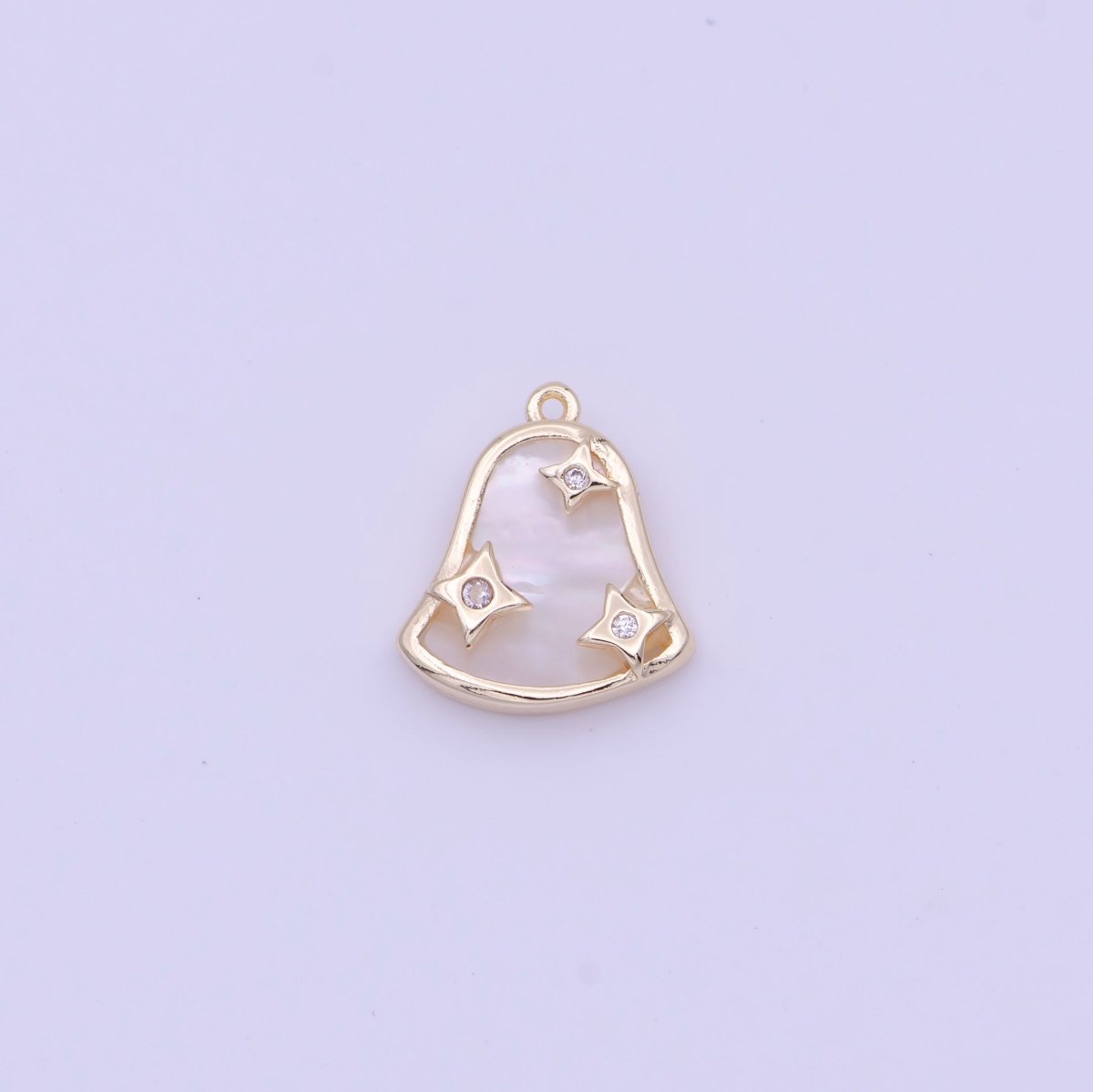 Mini Sparkly Bell Shell Pearl CZ Charm in Gold & Silver | D-509 D-552